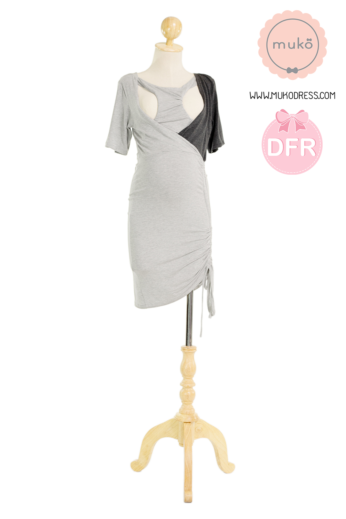 Muko Kristy เดรส ให้นม คลุมท้องทูโทน DR33-011DFR เทาอ่อน-เทาเข้ม Muko Kristy เดรส ให้นม คลุมท้องทูโทน DR33-011DFR เทาอ่อน-เทาเข้ม