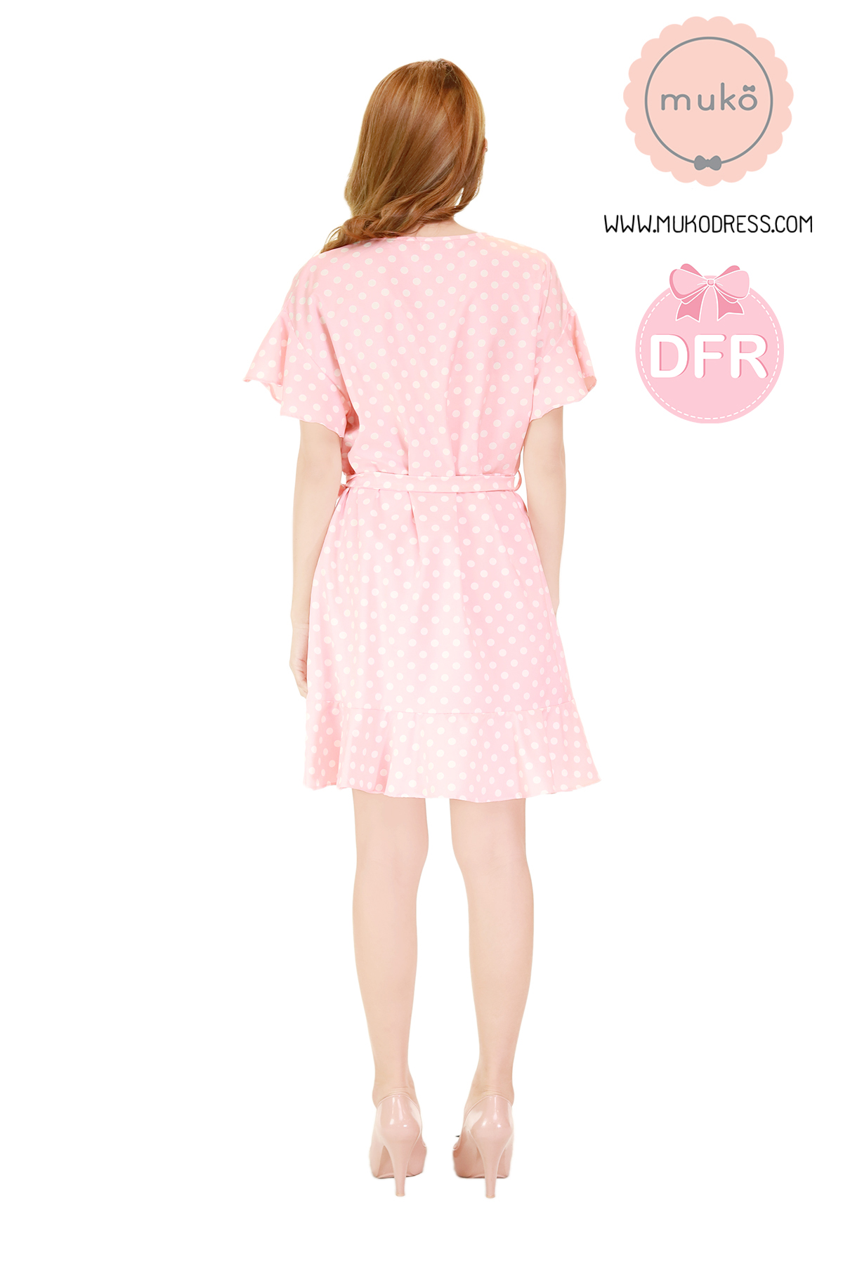 Muko MACY เดรสเปิดให้นม คลุมท้อง DZ26-003DFR โอรสจุดขาว