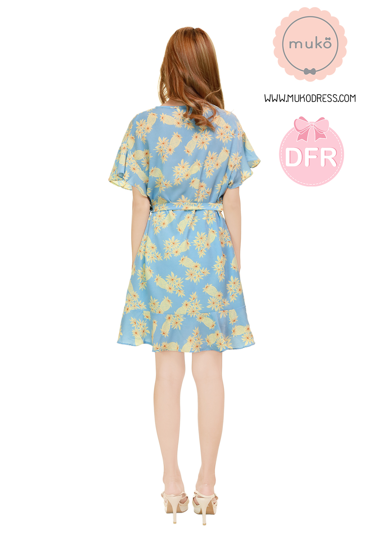 Muko MACY เดรสเปิดให้นม คลุมท้อง DZ26-004DFR ฟ้าสับปะรด Muko MACY เดรสเปิดให้นม คลุมท้อง DZ26-004DFR ฟ้าสับปะรด