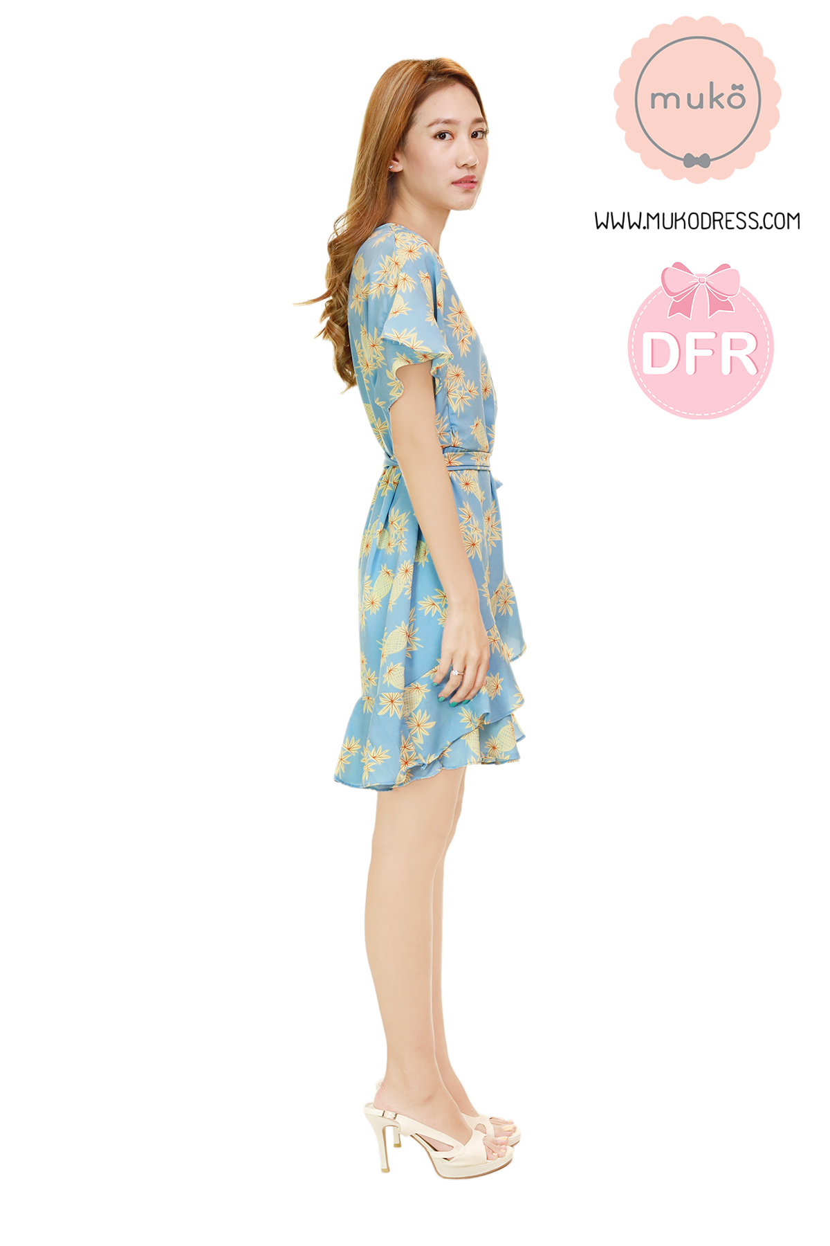 Muko MACY เดรสเปิดให้นม คลุมท้อง DZ26-004DFR ฟ้าสับปะรด Muko MACY เดรสเปิดให้นม คลุมท้อง DZ26-004DFR ฟ้าสับปะรด