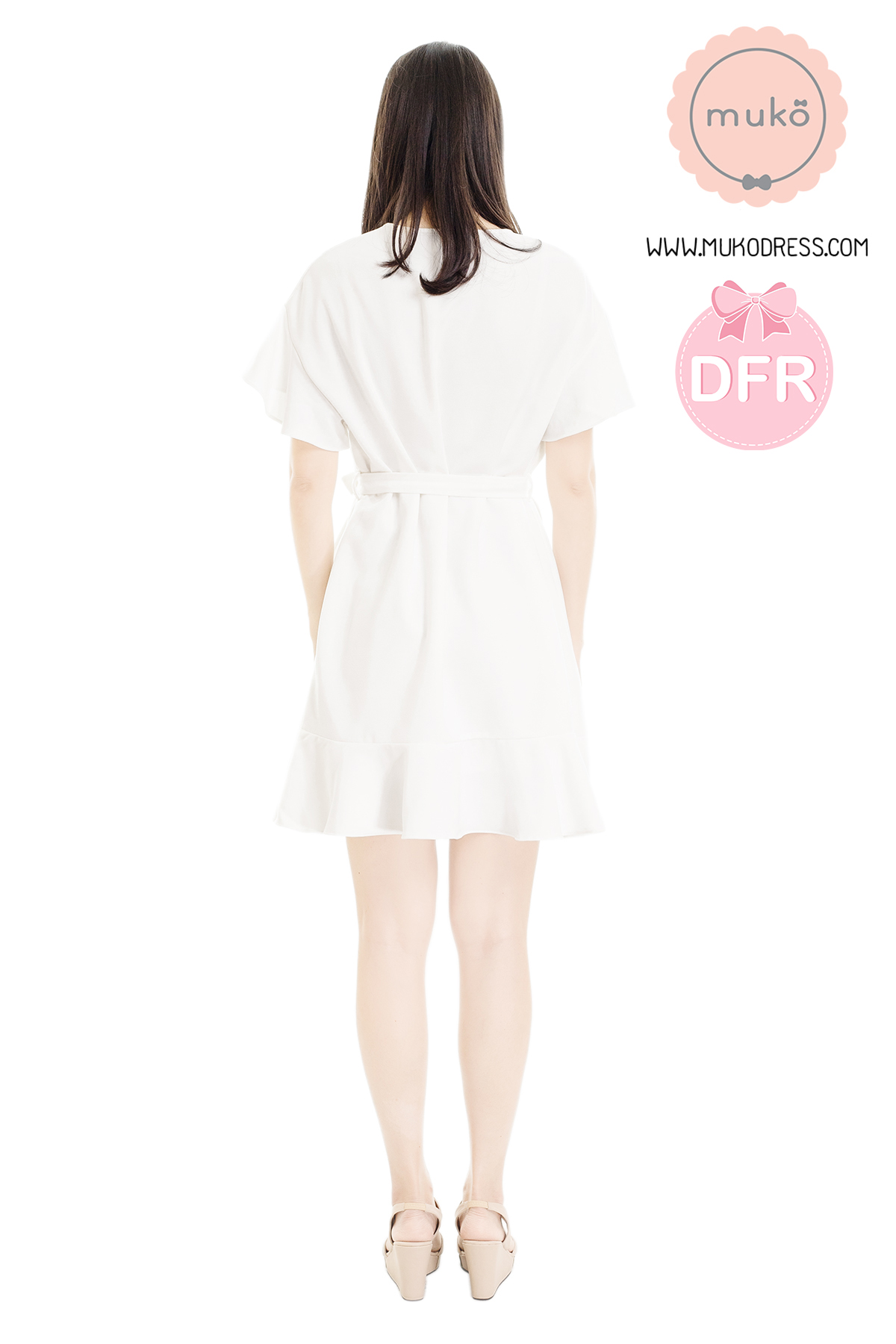 Muko Malyne เดรสให้นม คลุมท้อง DZ38-012DFR ขาว