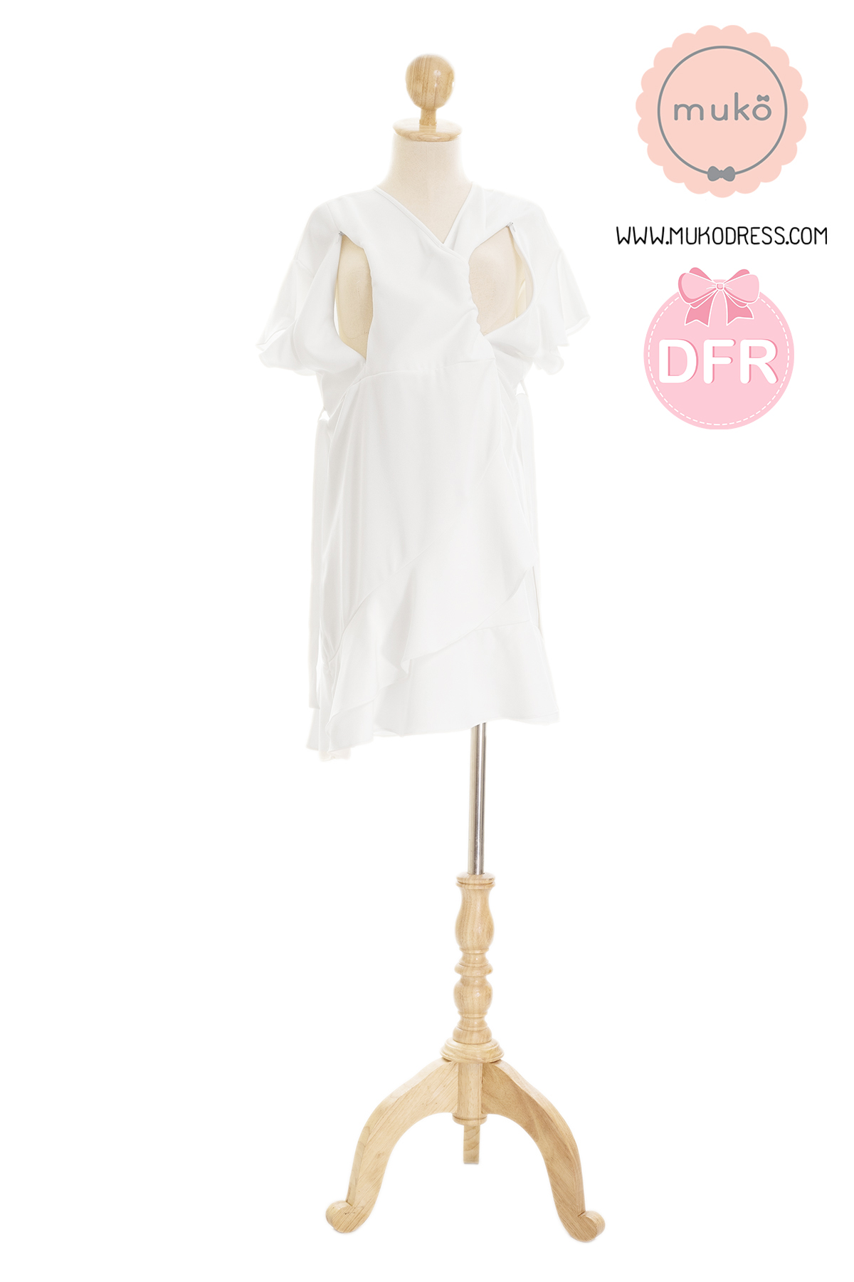 Muko Malyne เดรสให้นม คลุมท้อง DZ38-012DFR ขาว