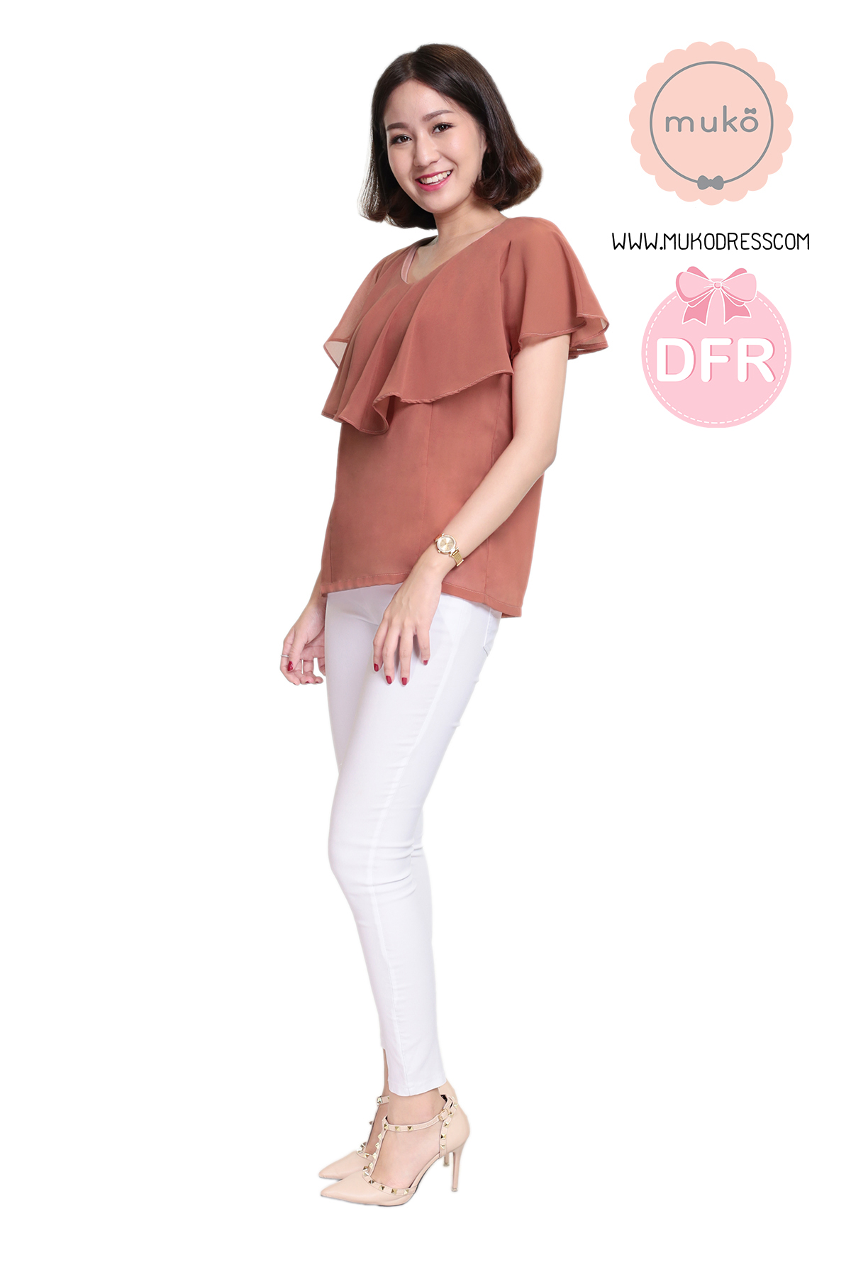 Muko Emma เสื้อเปิดให้นม คลุมท้อง BSL03-012DFR ส้มอิฐ