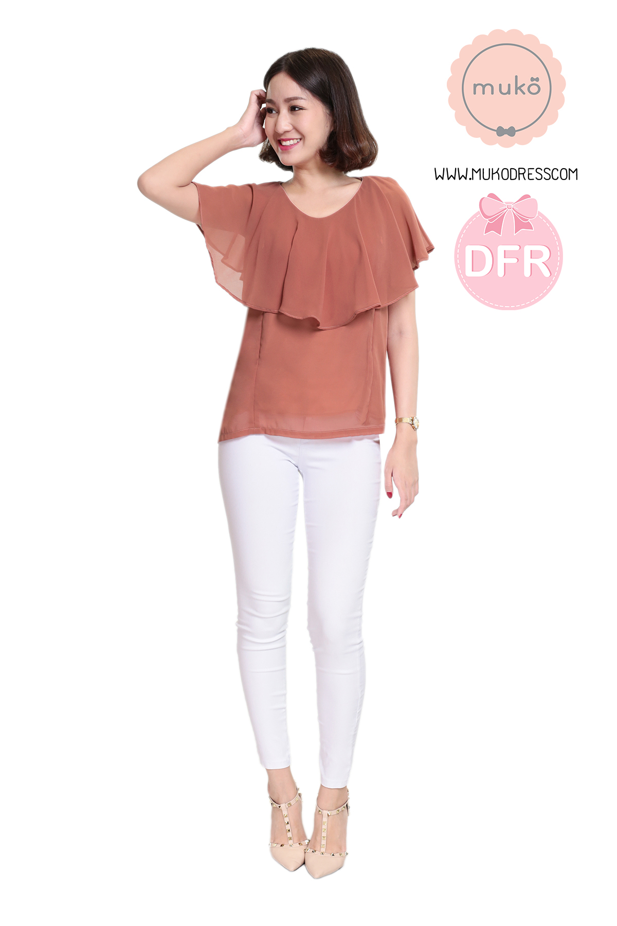 Muko Emma เสื้อเปิดให้นม คลุมท้อง BSL03-012DFR ส้มอิฐ