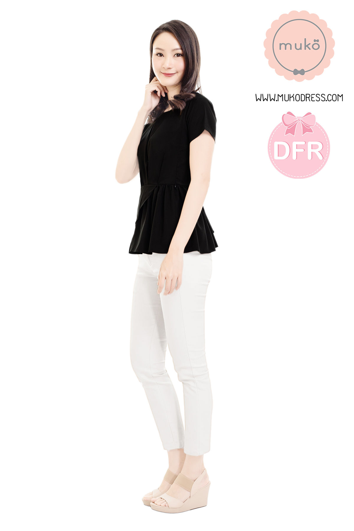 Muko Peony เสื้อเปิดให้นม BSL21-001DFR ดำ