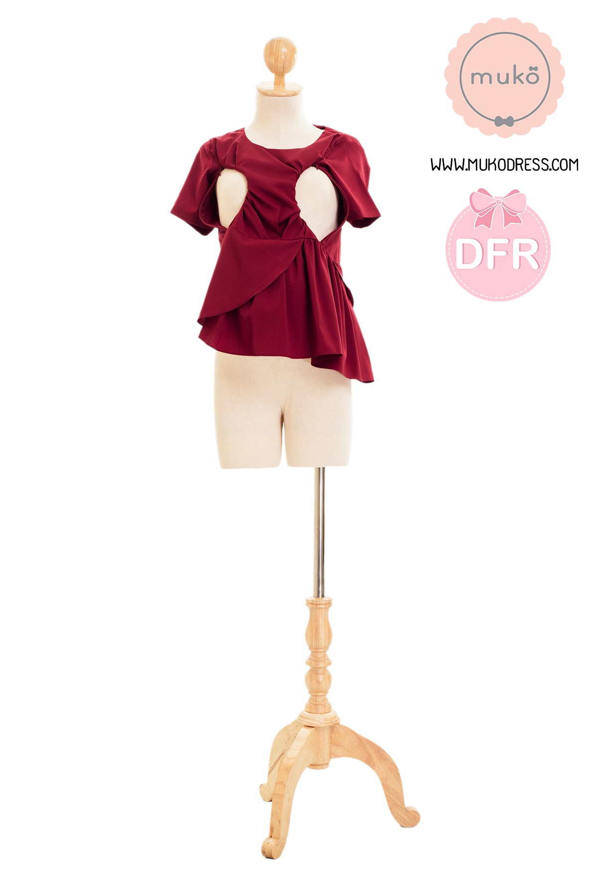 Muko Peony เสื้อเปิดให้นม BSL21-003DFR แดงเลือดหมู