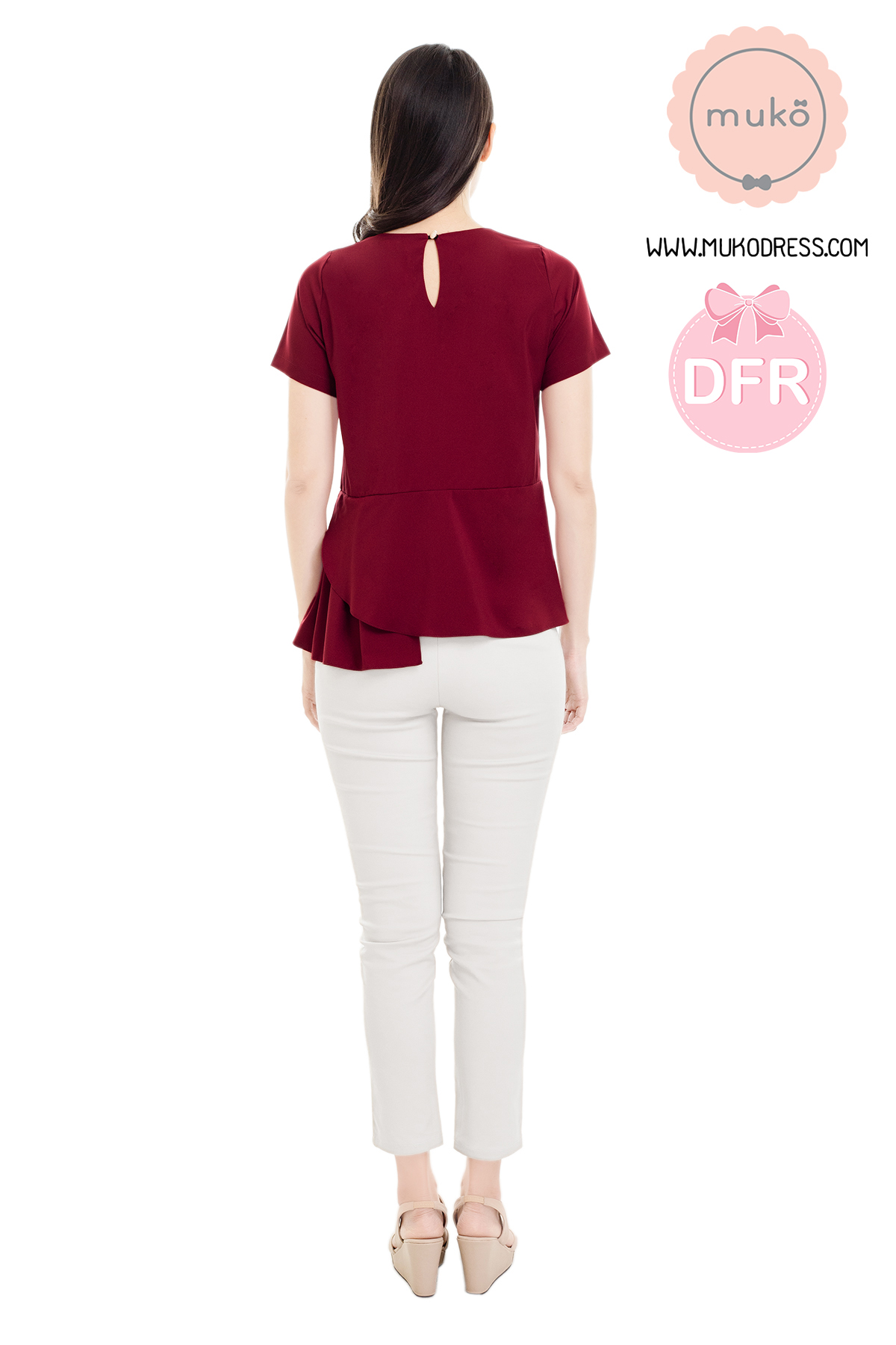 Muko Peony เสื้อเปิดให้นม BSL21-003DFR แดงเลือดหมู