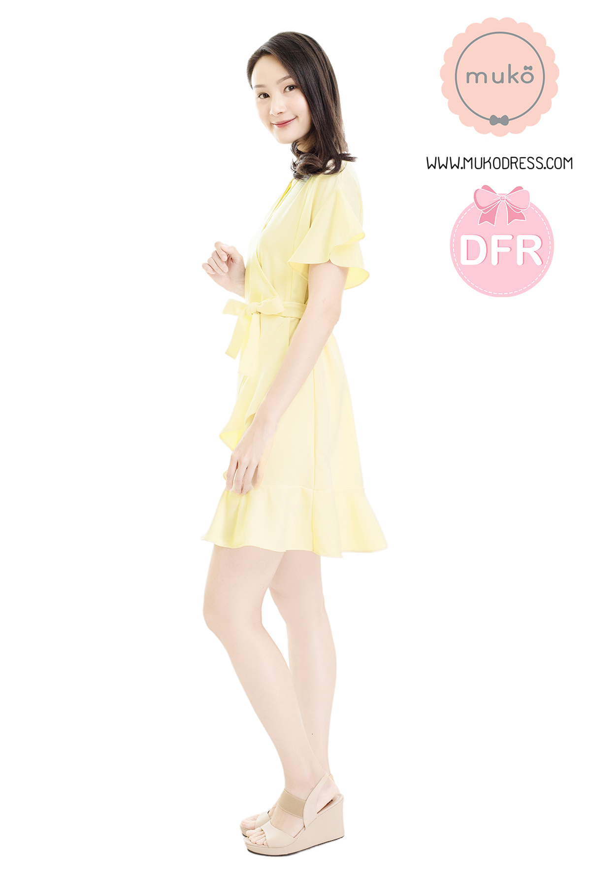 Muko Malyne เดรสให้นม คลุมท้อง DZ38-009DFR เหลืองนม