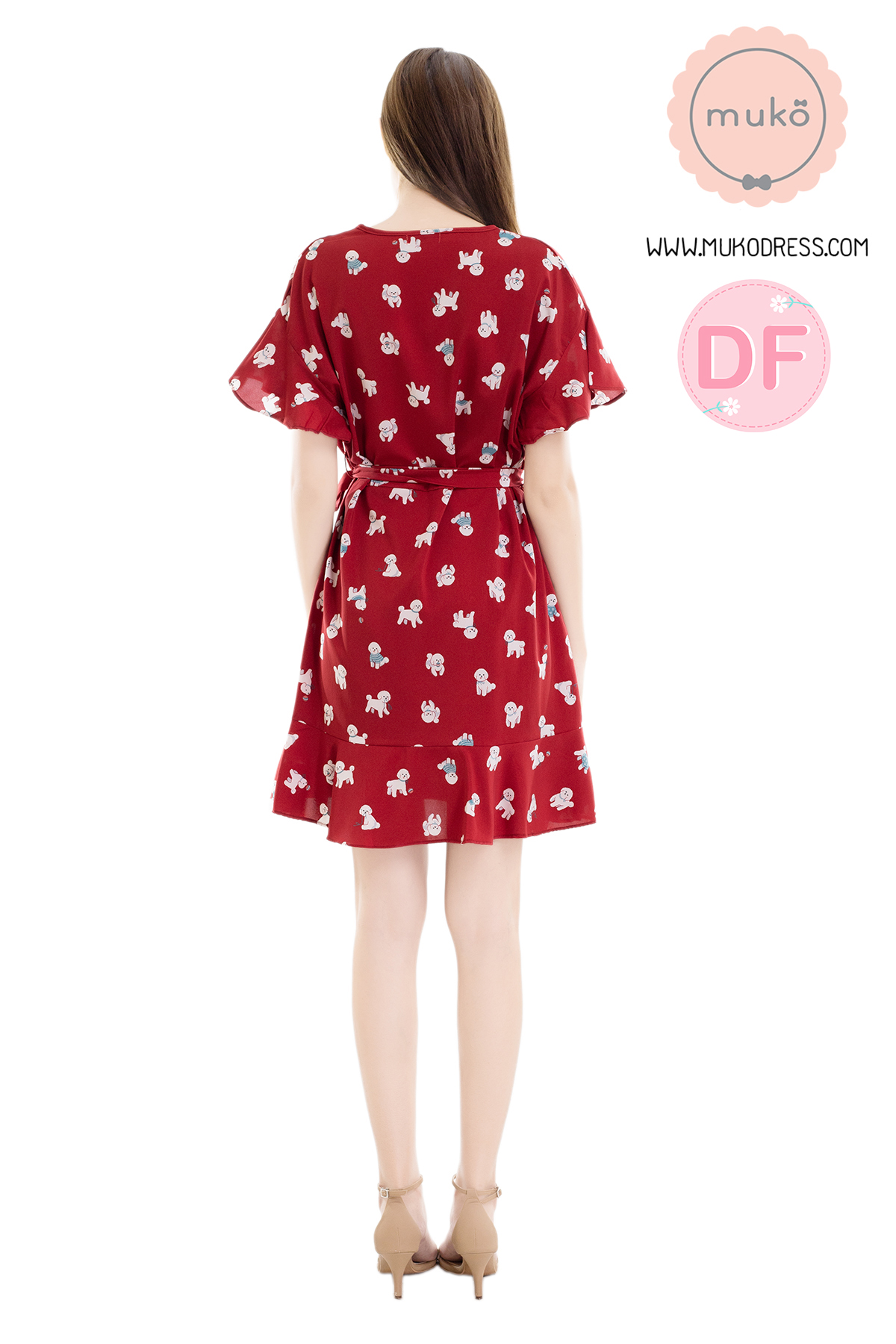 Muko MACY เดรสให้นม/คลุมท้อง DZ26-020DF หมาแดง