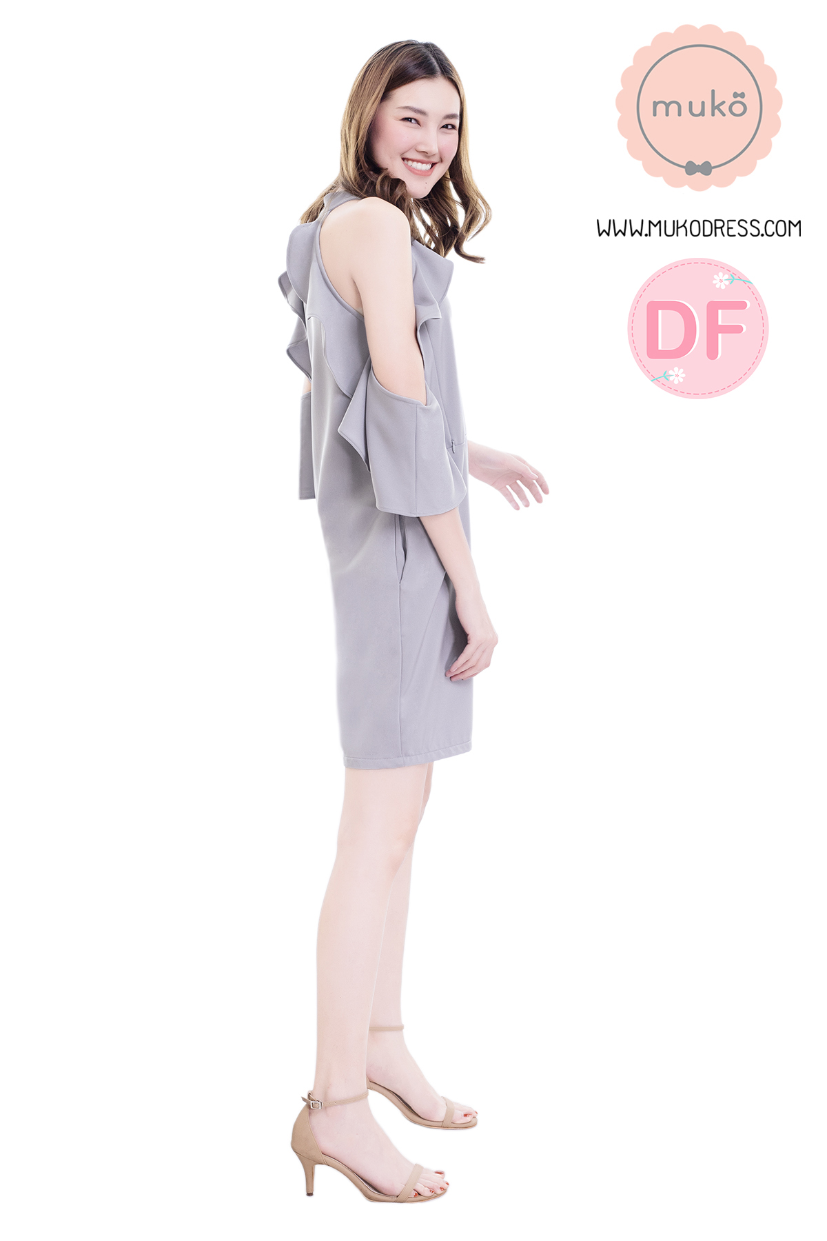 Muko Evelyn เดรสเปิดให้นม คลุมท้อง DZ39-004M DF เทา Muko Evelyn เดรสเปิดให้นม คลุมท้อง DZ39-004M DF เทา