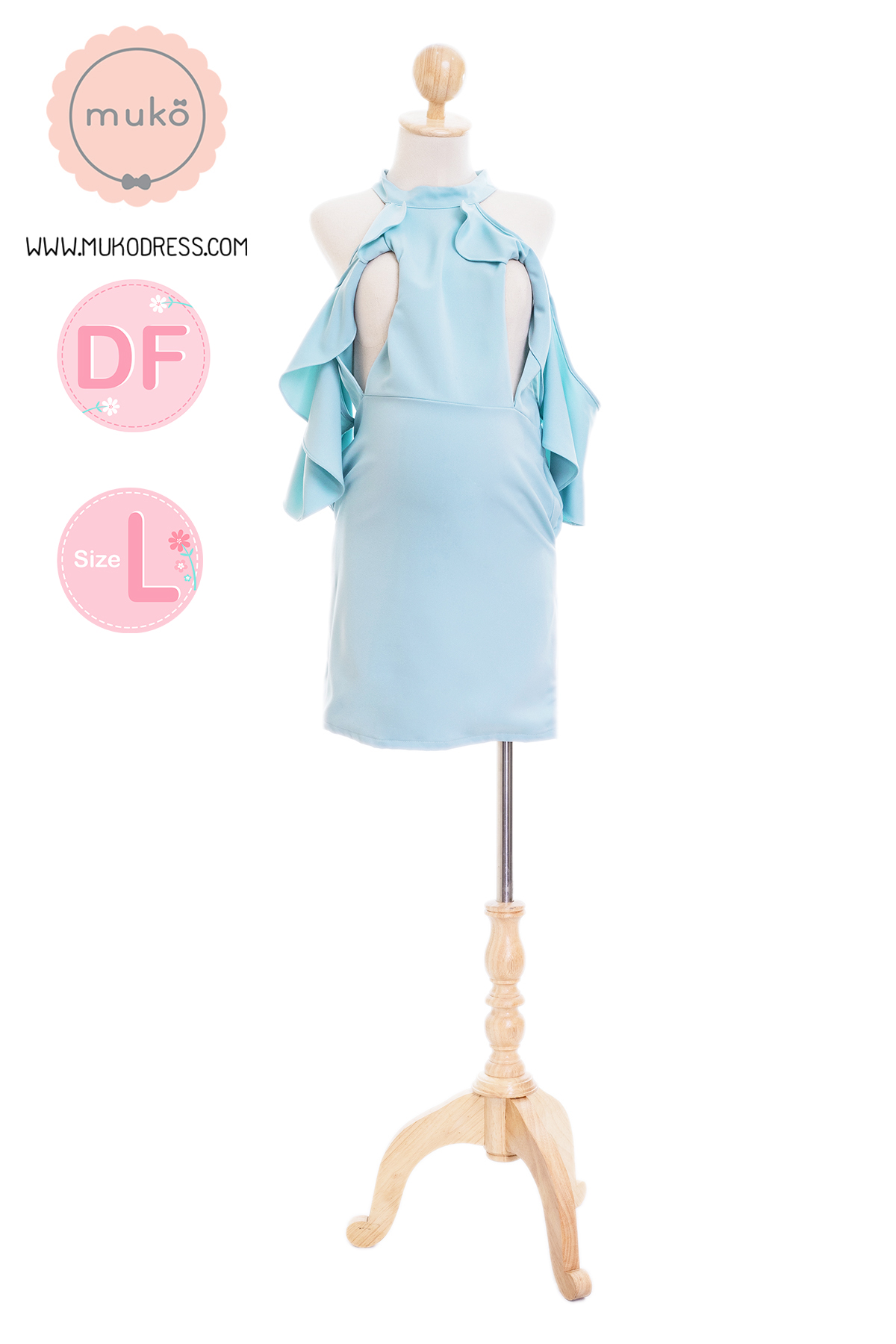 Muko Evelyn เดรสเปิดให้นม คลุมท้อง DZ39-007L DF ฟ้า