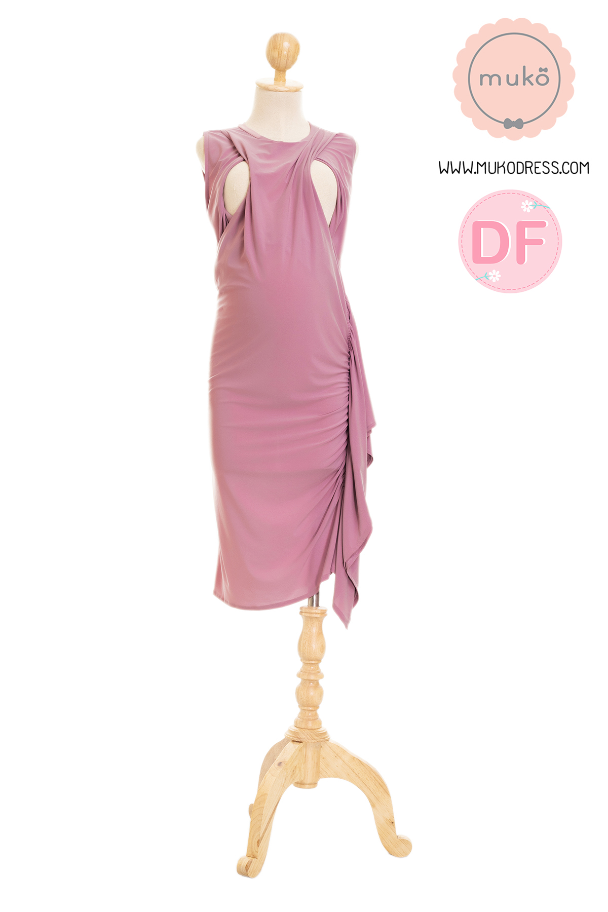 Muko Marigold เดรสเปิดให้นม คลุมท้อง DP07-002DF กะปิ