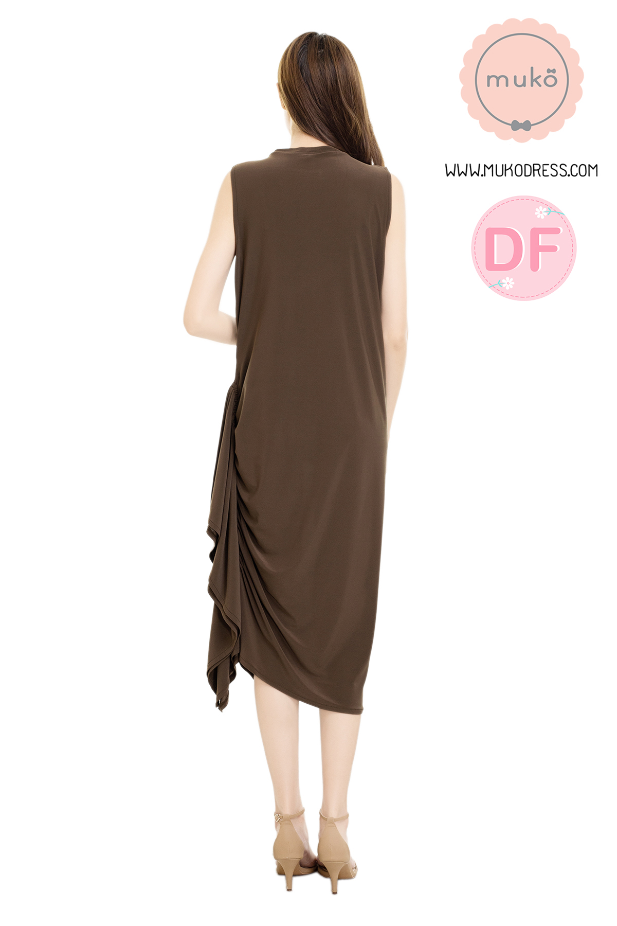 Muko Marigold เดรสเปิดให้นม คลุมท้อง DP07-010DF น้ำตาล