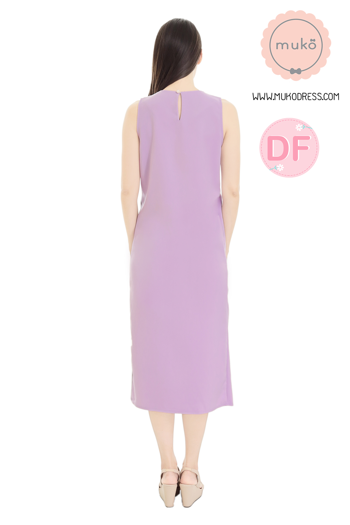 Muko Kinsley เดรสเปิดให้นม คลุมท้อง DP08-008DF ม่วง-เทาอ่อน
