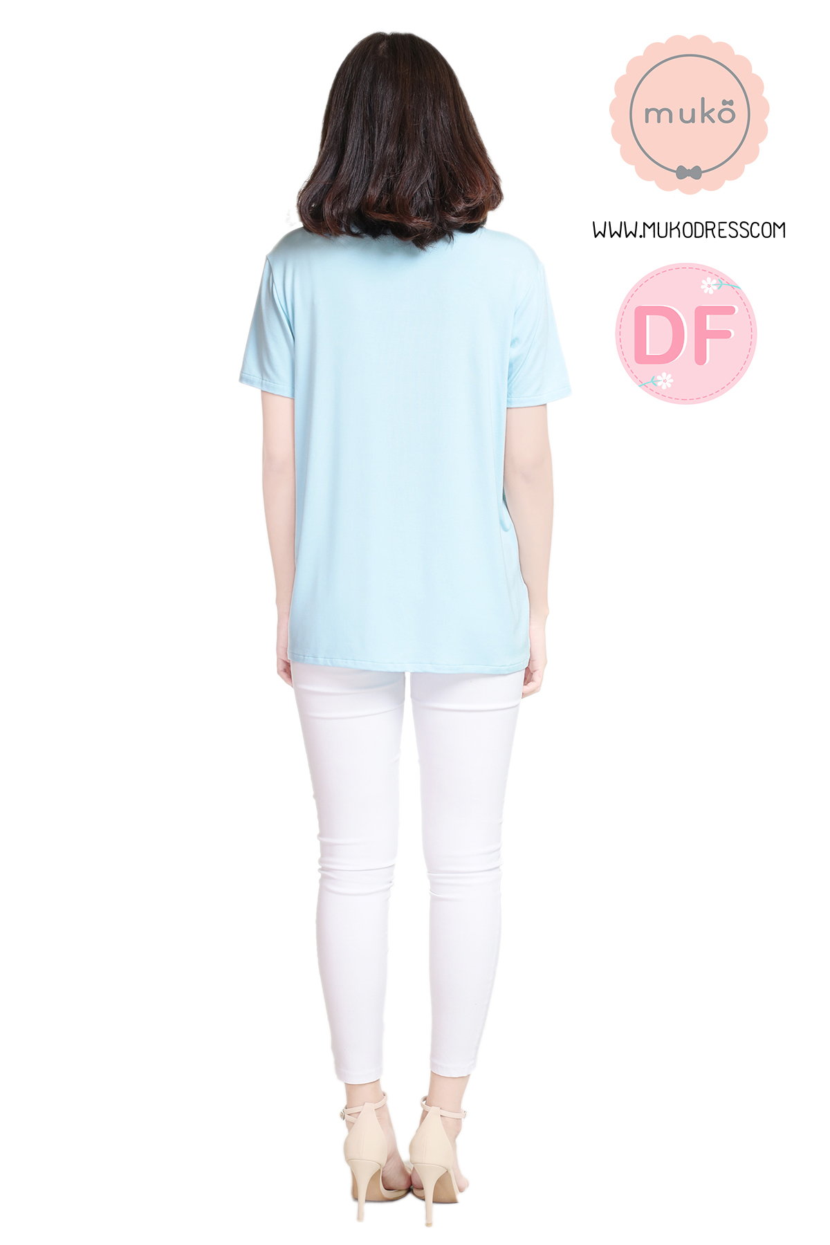 Muko Maiya เสื้อให้นม คลุมท้อง TC22-010DF ฟ้านม