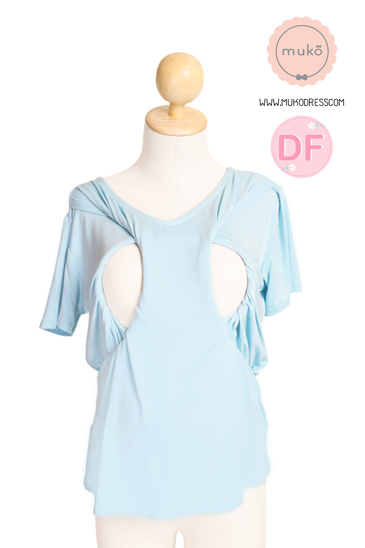 Muko Maiya เสื้อให้นม คลุมท้อง TC22-010DF ฟ้านม