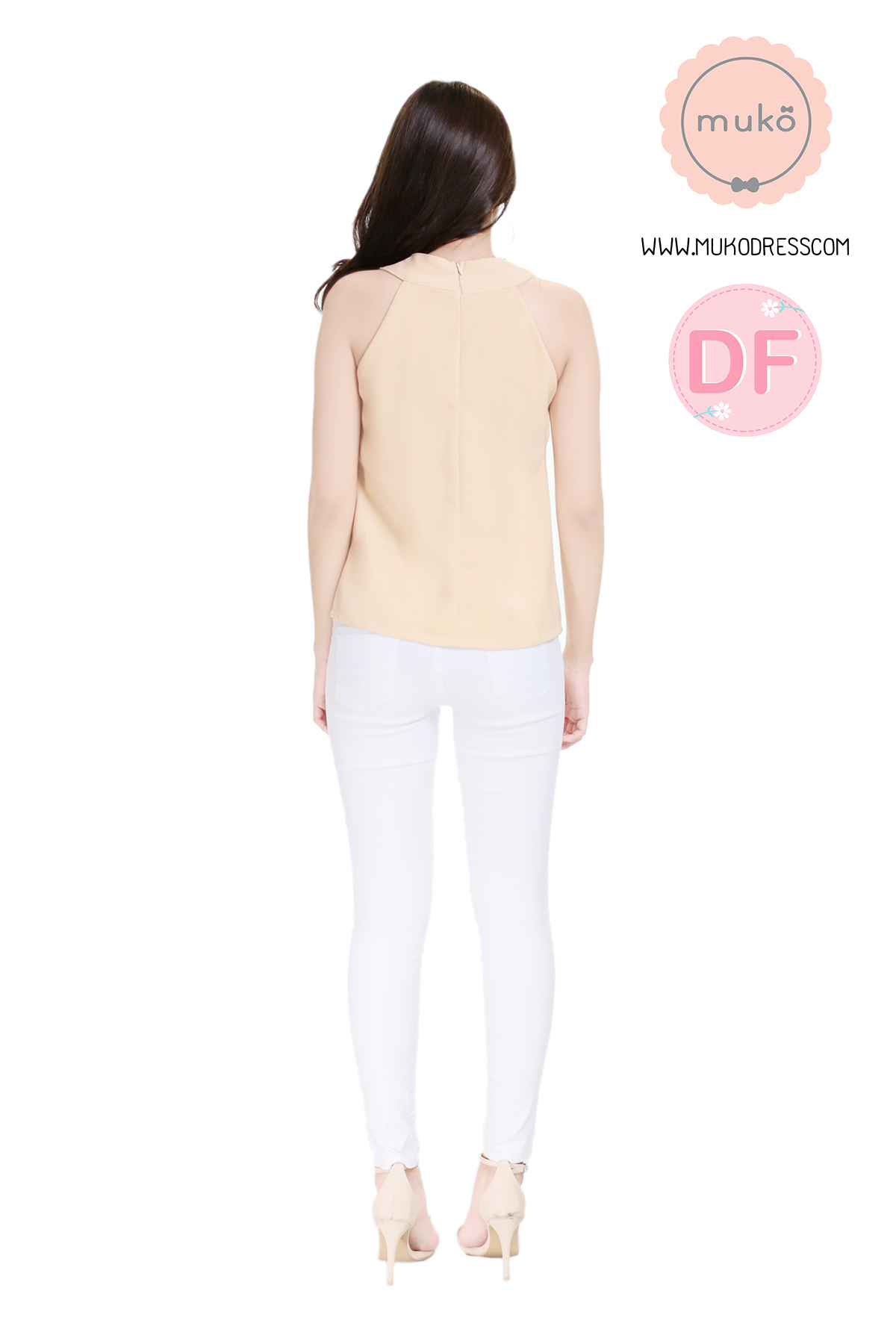 Muko Mona เสื้อเปิดให้นม BSL10-005DF ครีม Muko Mona เสื้อเปิดให้นม BSL10-005DF ครีม