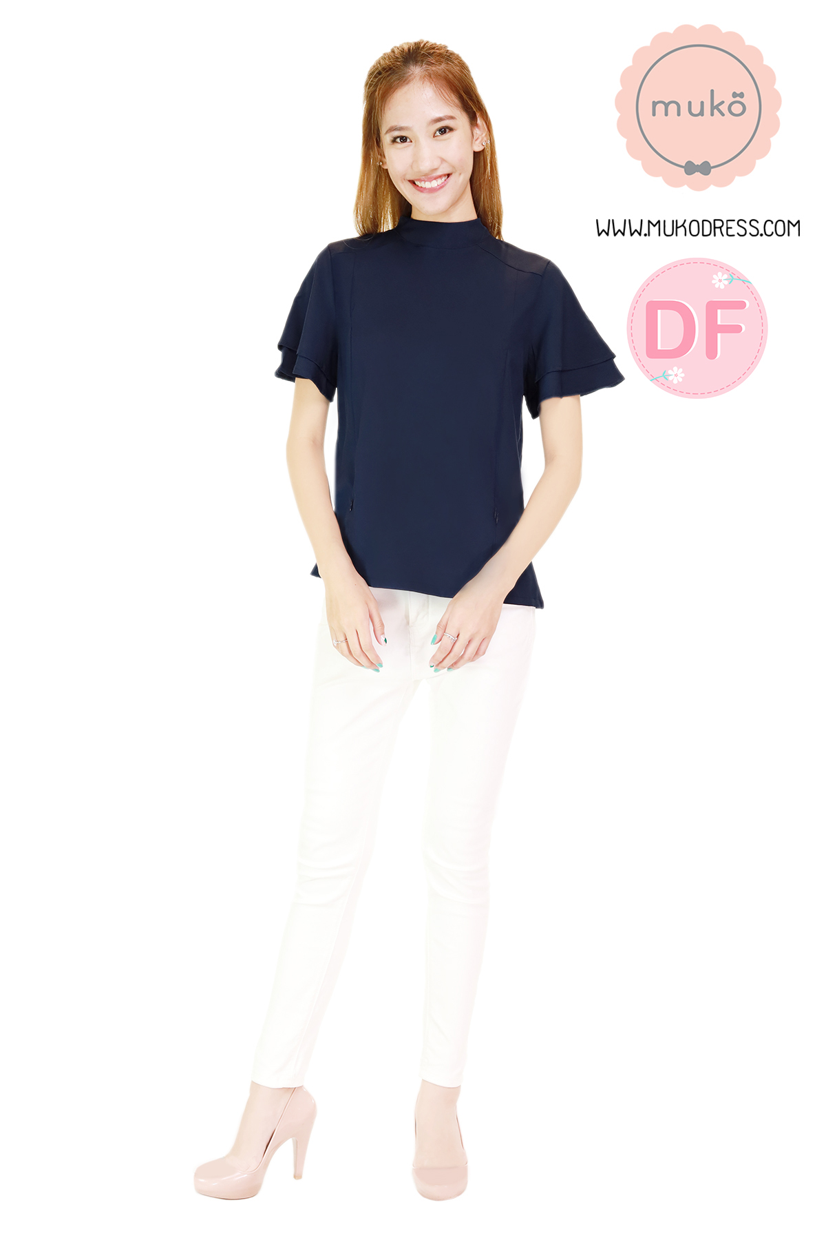 Muko Stella เสื้อเปิดให้นม BSL13-010DF สีกรมท่า