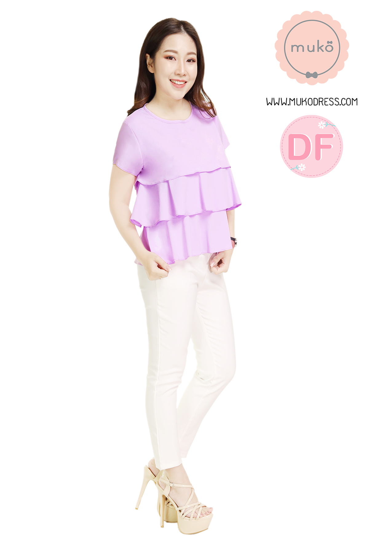 Muko Pasta เสื้อเปิดให้นม คลุมท้อง BSL14-008DF สีม่วงนม