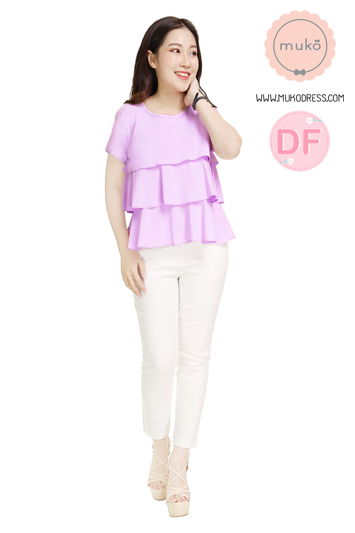 Muko Pasta เสื้อเปิดให้นม คลุมท้อง BSL14-008DF สีม่วงนม
