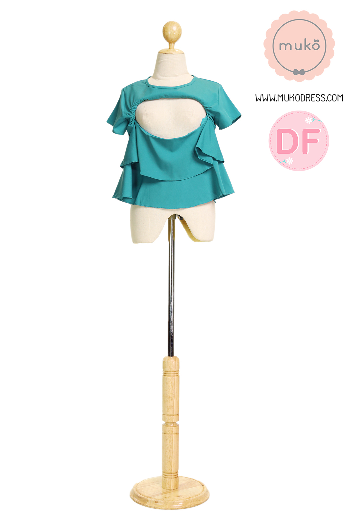 Muko Pasta เสื้อเปิดให้นม คลุมท้อง BSL14-009DF สีฟ้าทะเล