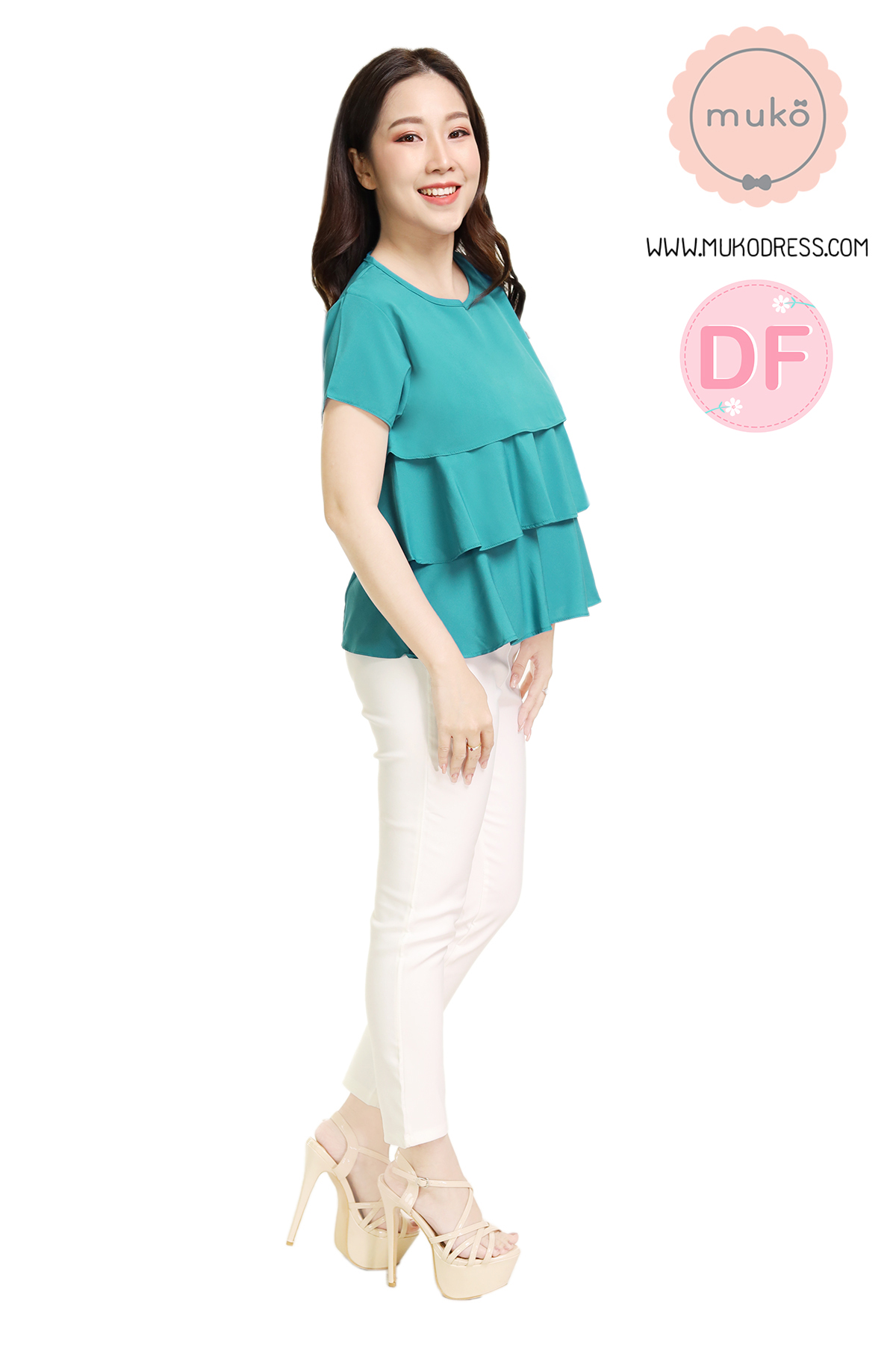 Muko Pasta เสื้อเปิดให้นม คลุมท้อง BSL14-009DF สีฟ้าทะเล