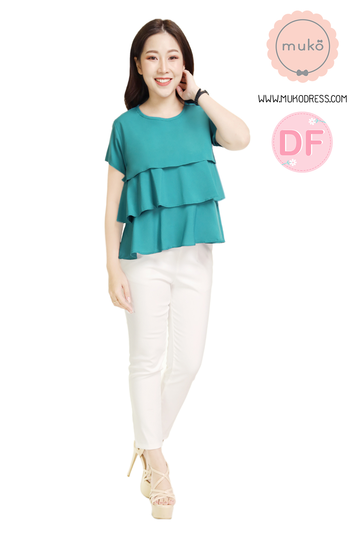 Muko Pasta เสื้อเปิดให้นม คลุมท้อง BSL14-009DF สีฟ้าทะเล