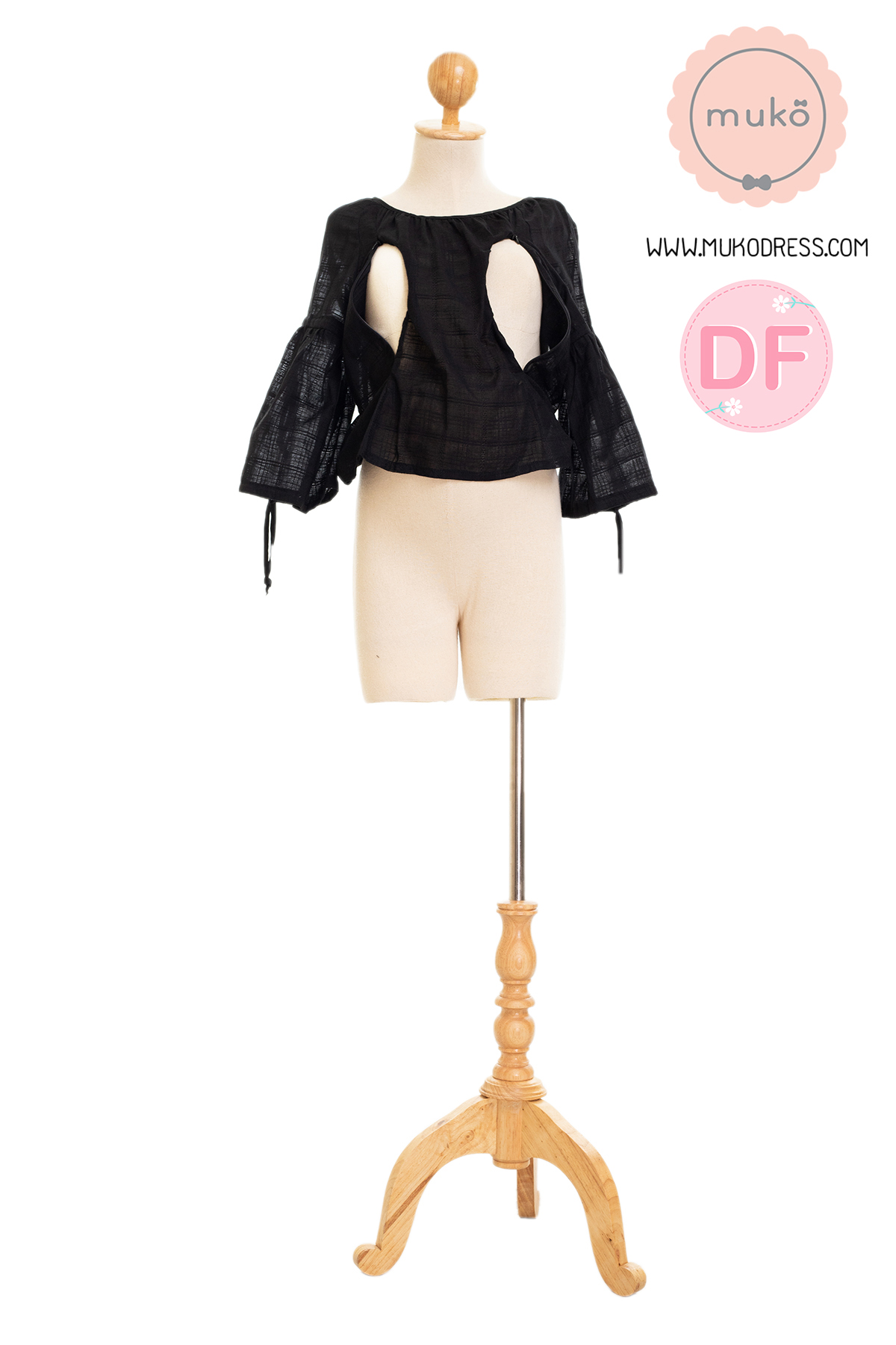 Muko BeHers เสื้อเปิดให้นม BSL16-006DF แขน 2 โบว์