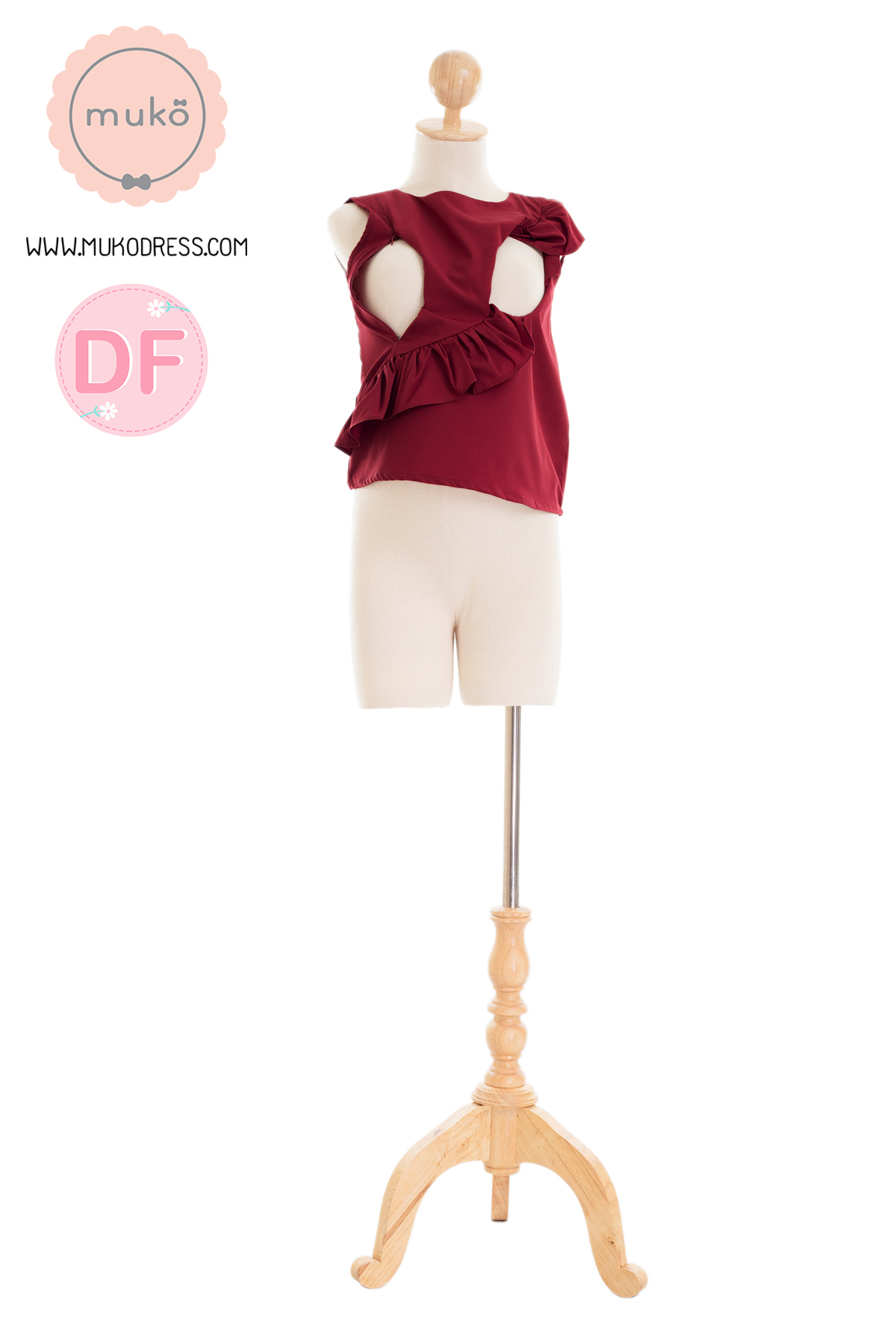 Muko Kayla เสื้อเปิดให้นม BSL17-011DF แดงเลือดหมู