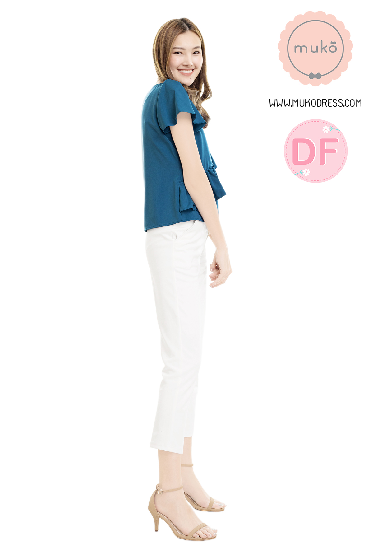 Muko Kaylie เสื้อเปิดให้นม BSL19-011DF ฟ้าทะเล