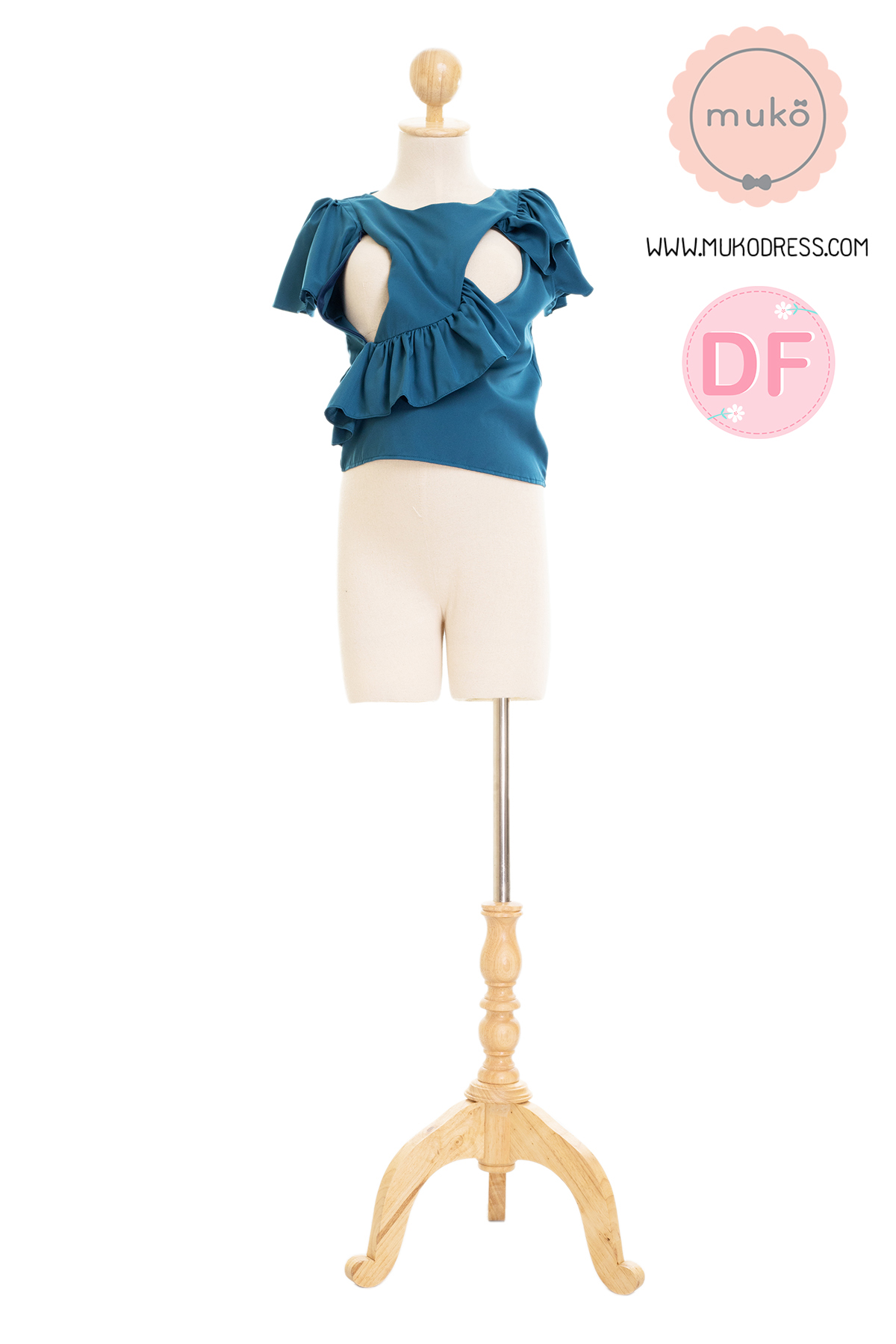 Muko Kaylie เสื้อเปิดให้นม BSL19-011DF ฟ้าทะเล