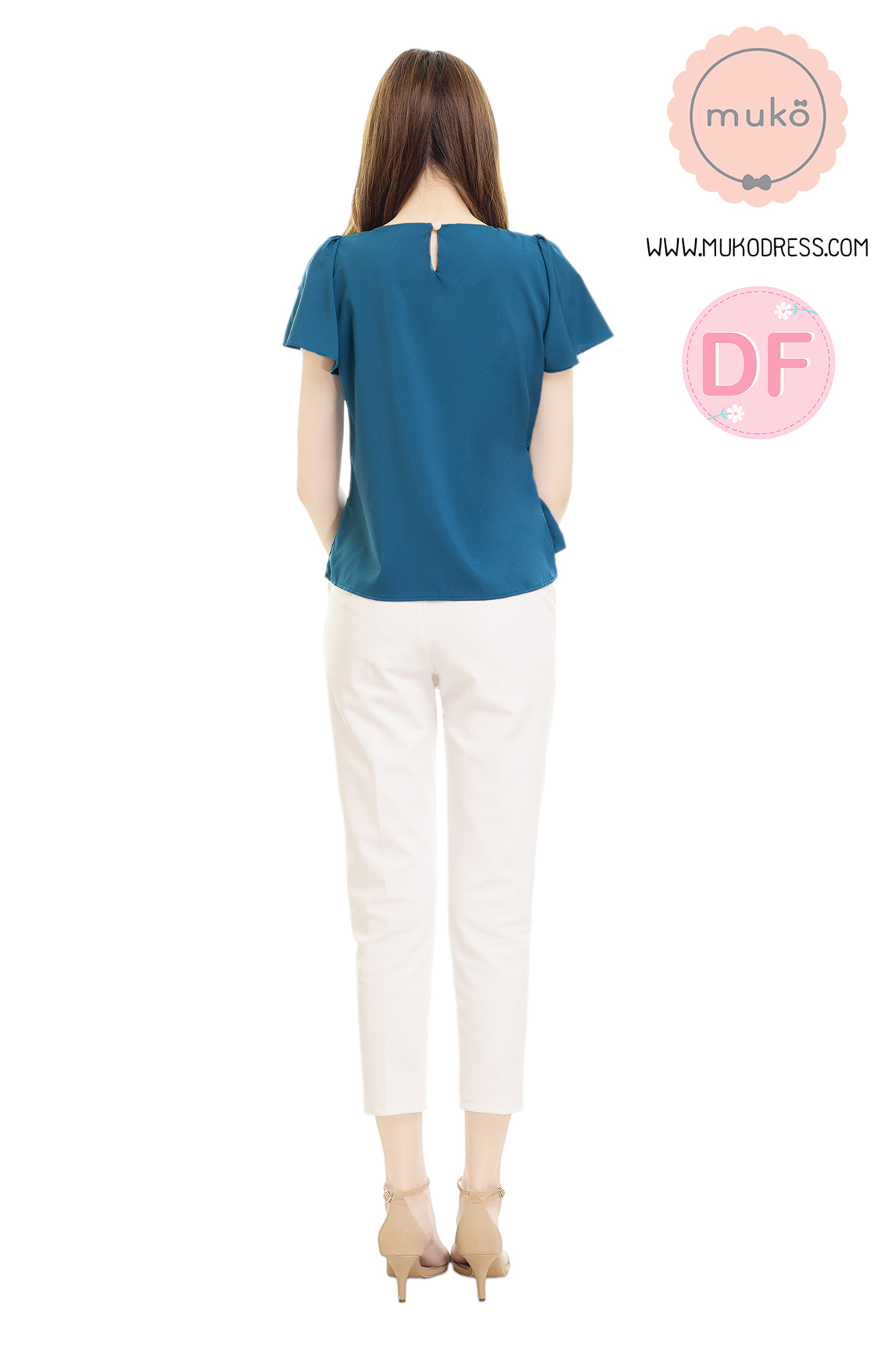 Muko Kaylie เสื้อเปิดให้นม BSL19-011DF ฟ้าทะเล