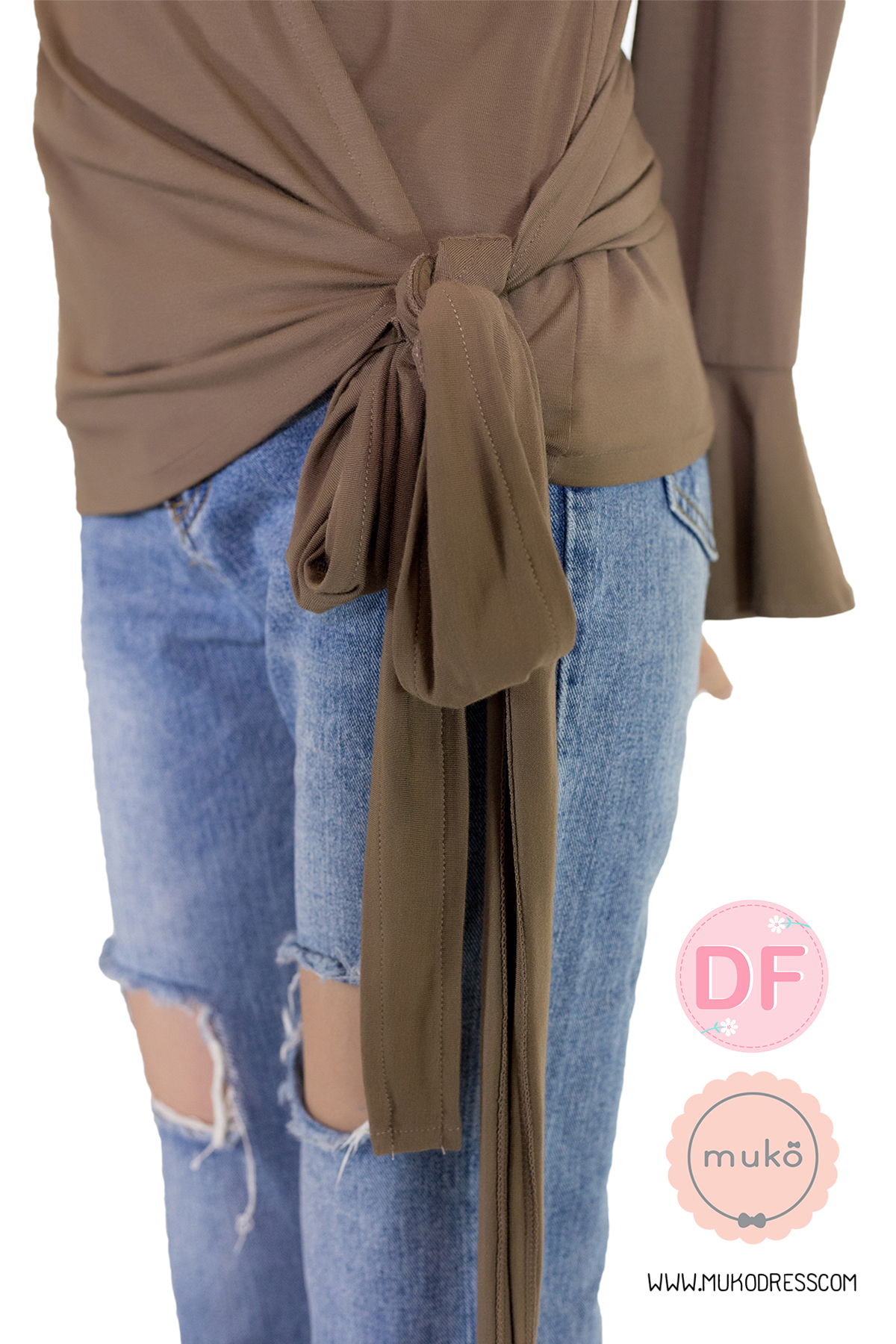 Muko Aubree Cardigan เสื้อคลุมผ้าคอตตอนยืดญี่ปุ่น AB07-005DF สีน้ำตาล Muko Aubree Cardigan เสื้อคลุมผ้าคอตตอนยืดญี่ปุ่น AB07-005DF สีน้ำตาล