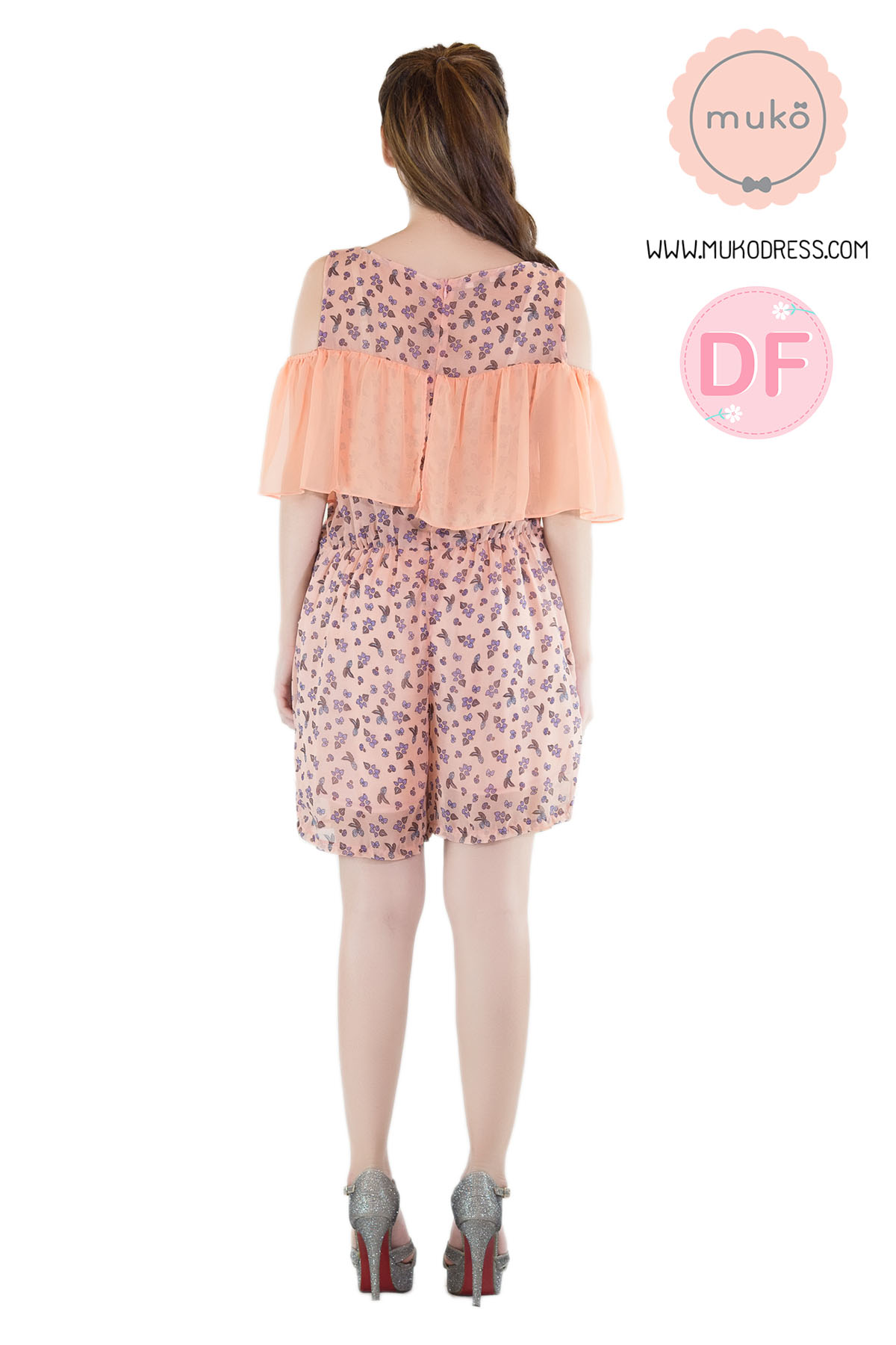 Muko Jeanne จั้มสูท เปิดให้นม คลุมท้อง JS01-002DF ส้มดอกม่วง Muko Jeanne จั้มสูท เปิดให้นม คลุมท้อง JS01-002DF ส้มดอกม่วง