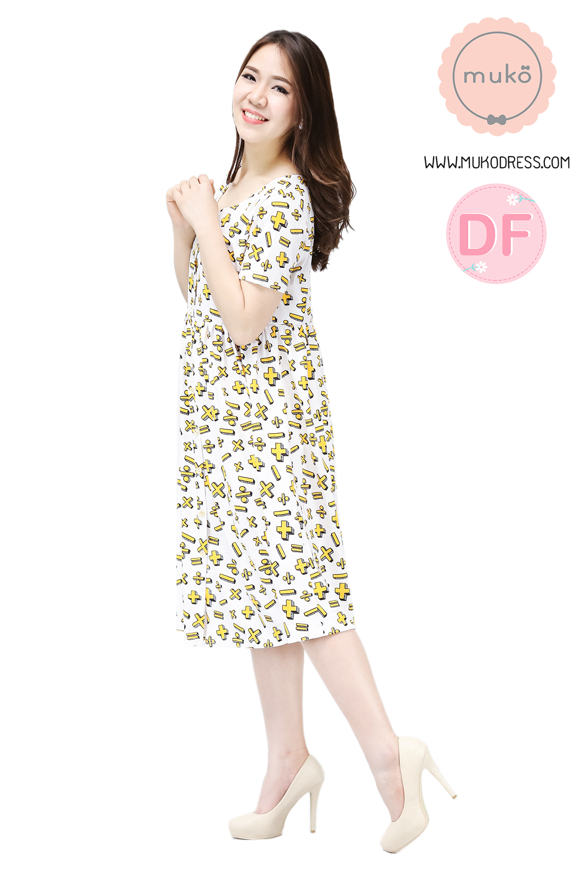 Muko Sweet Paula เดรสให้นม คลุมท้อง DC03-031DF ขายลายเครื่องหมาย Muko Sweet Paula เดรสให้นม คลุมท้อง DC03-031DF ขายลายเครื่องหมาย
