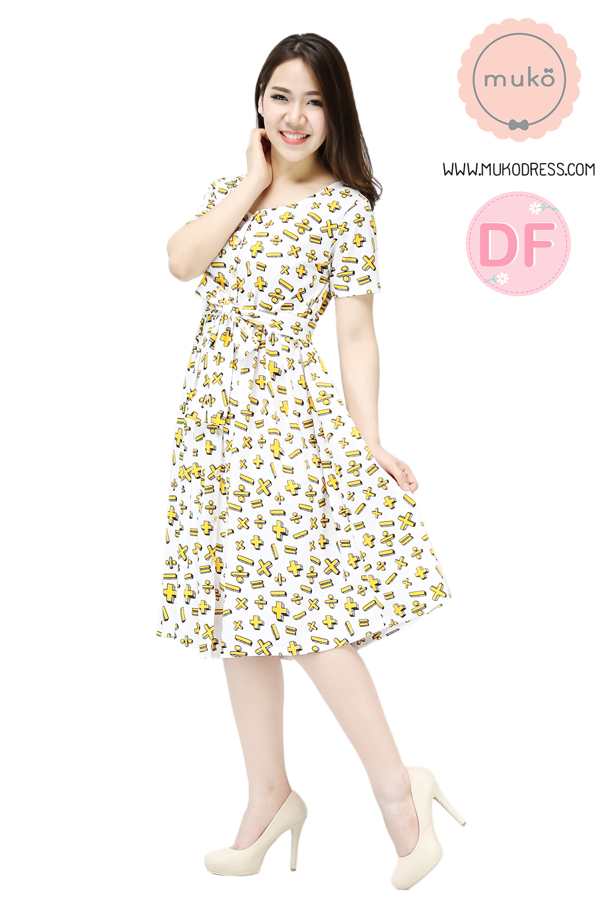 Muko Sweet Paula เดรสให้นม คลุมท้อง DC03-031DF ขายลายเครื่องหมาย Muko Sweet Paula เดรสให้นม คลุมท้อง DC03-031DF ขายลายเครื่องหมาย