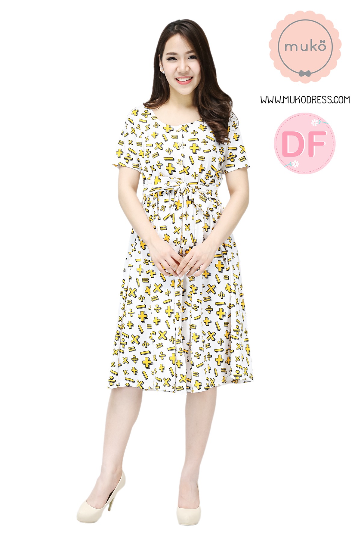 Muko Sweet Paula เดรสให้นม คลุมท้อง DC03-031DF ขายลายเครื่องหมาย Muko Sweet Paula เดรสให้นม คลุมท้อง DC03-031DF ขายลายเครื่องหมาย