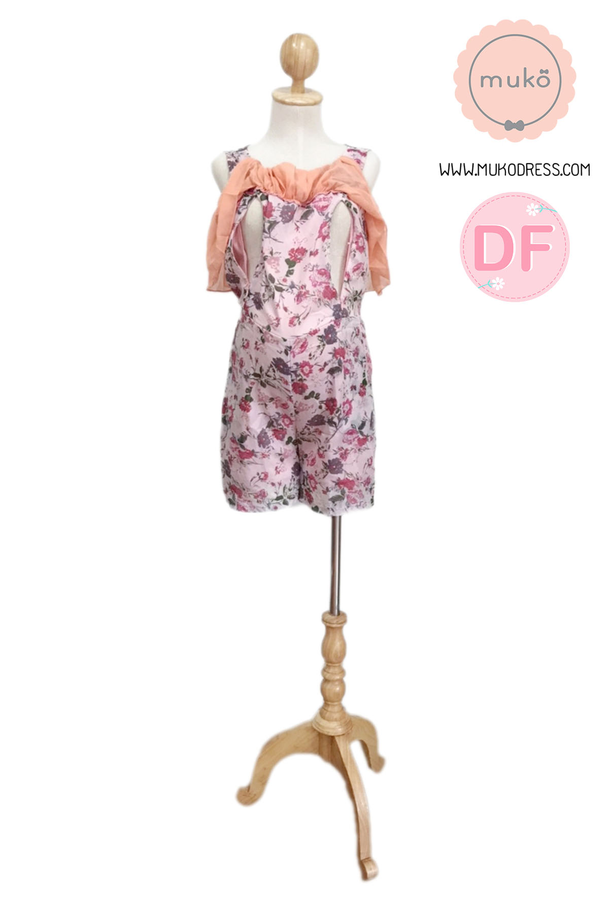 Muko Jeanne จั้มสูท เปิดให้นม คลุมท้อง JS01-006DF ชมพูดอกม่วง Muko Jeanne จั้มสูท เปิดให้นม คลุมท้อง JS01-006DF ชมพูดอกม่วง
