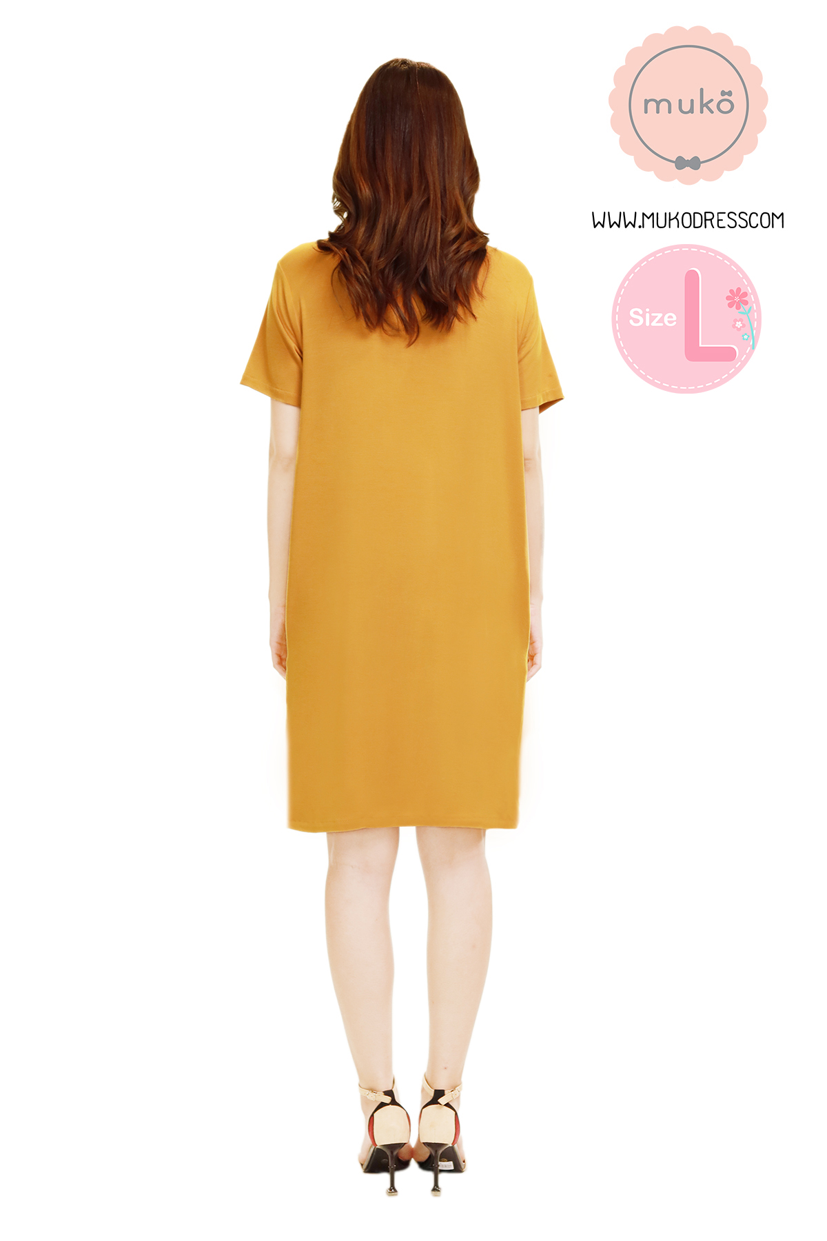 Muko Shilin เดรสให้นม คลุมท้อง DR12-020L เหลืองมัสตาร์ด