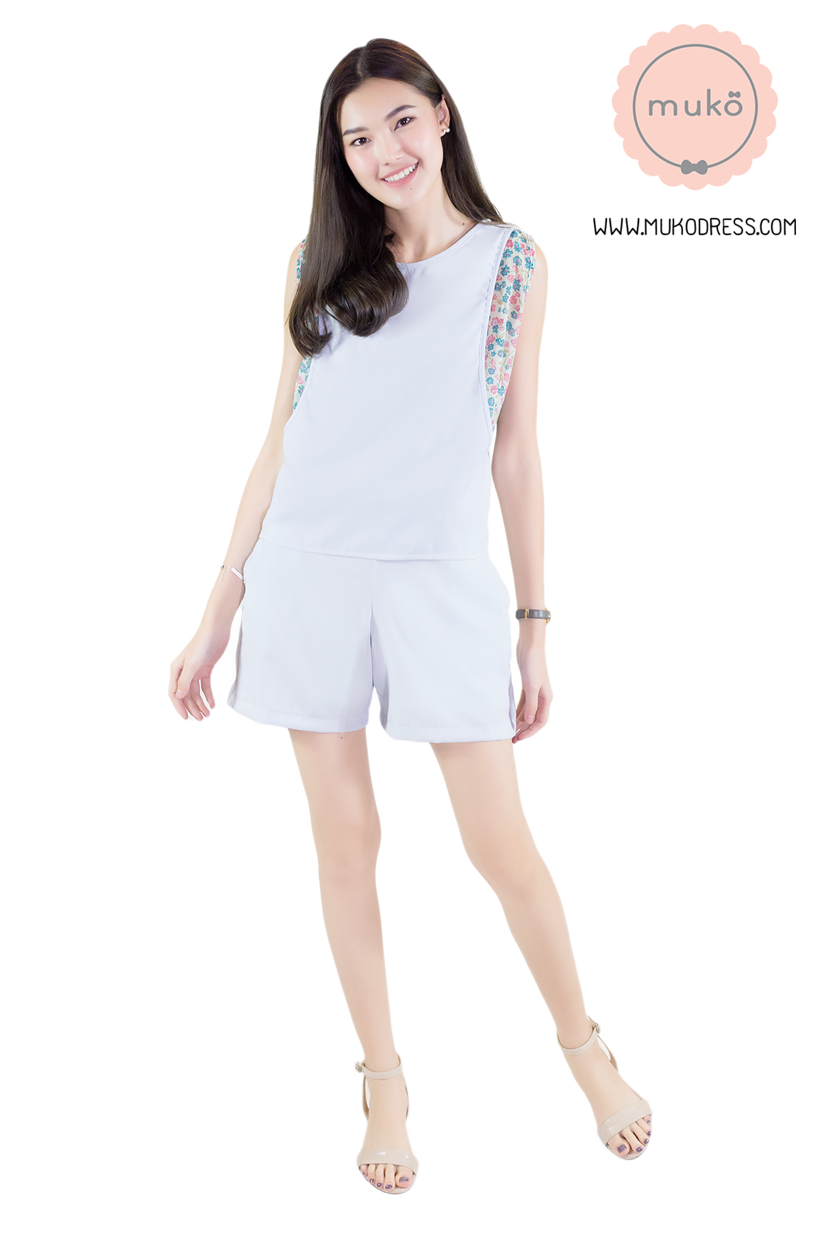 Muko Alice ชุดเซต เสื้อเปิดให้นม SS01-015 สีฟ้าดอกฟ้า