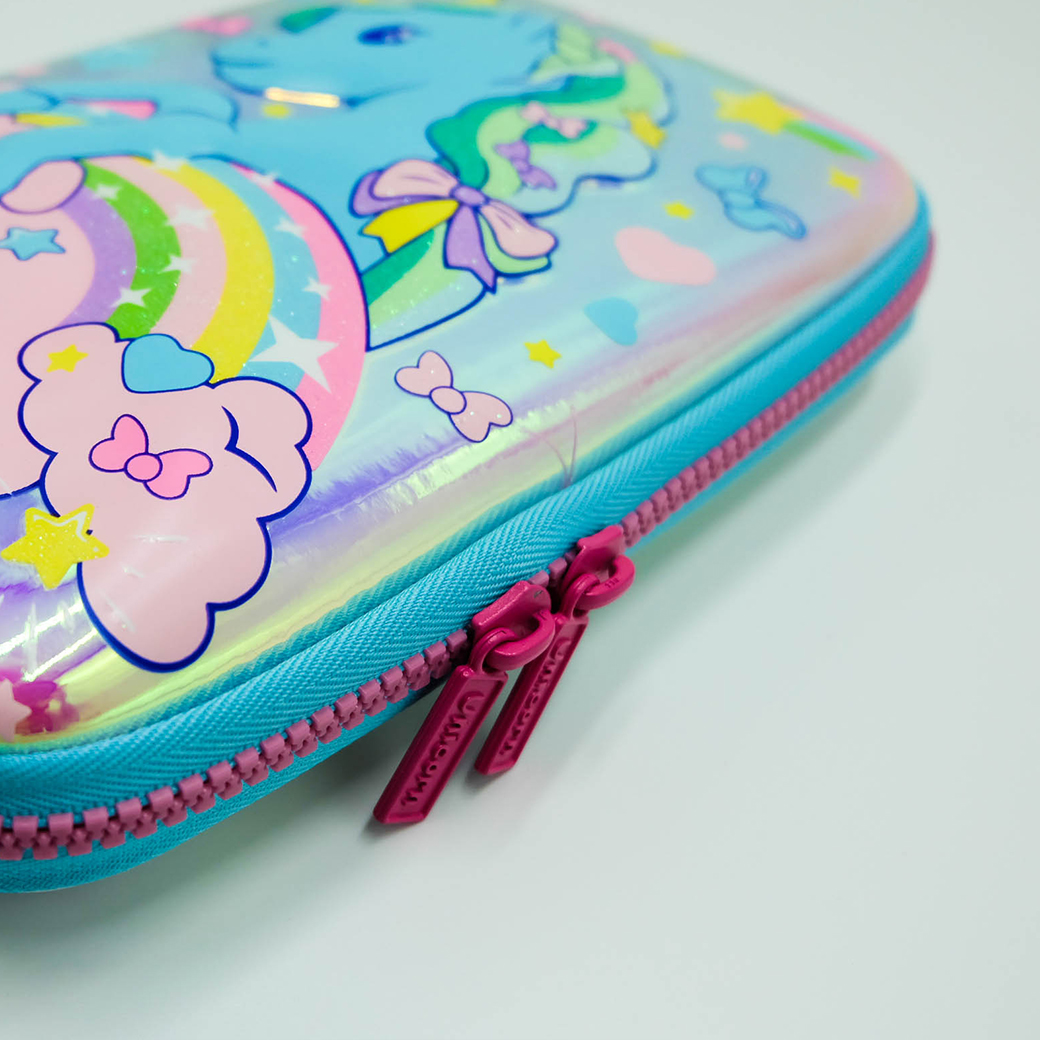 กล่องดินสอกลิตเตอร์ ปั้มนูน ลาย Unicorn CA01-002 สีฟ้า
