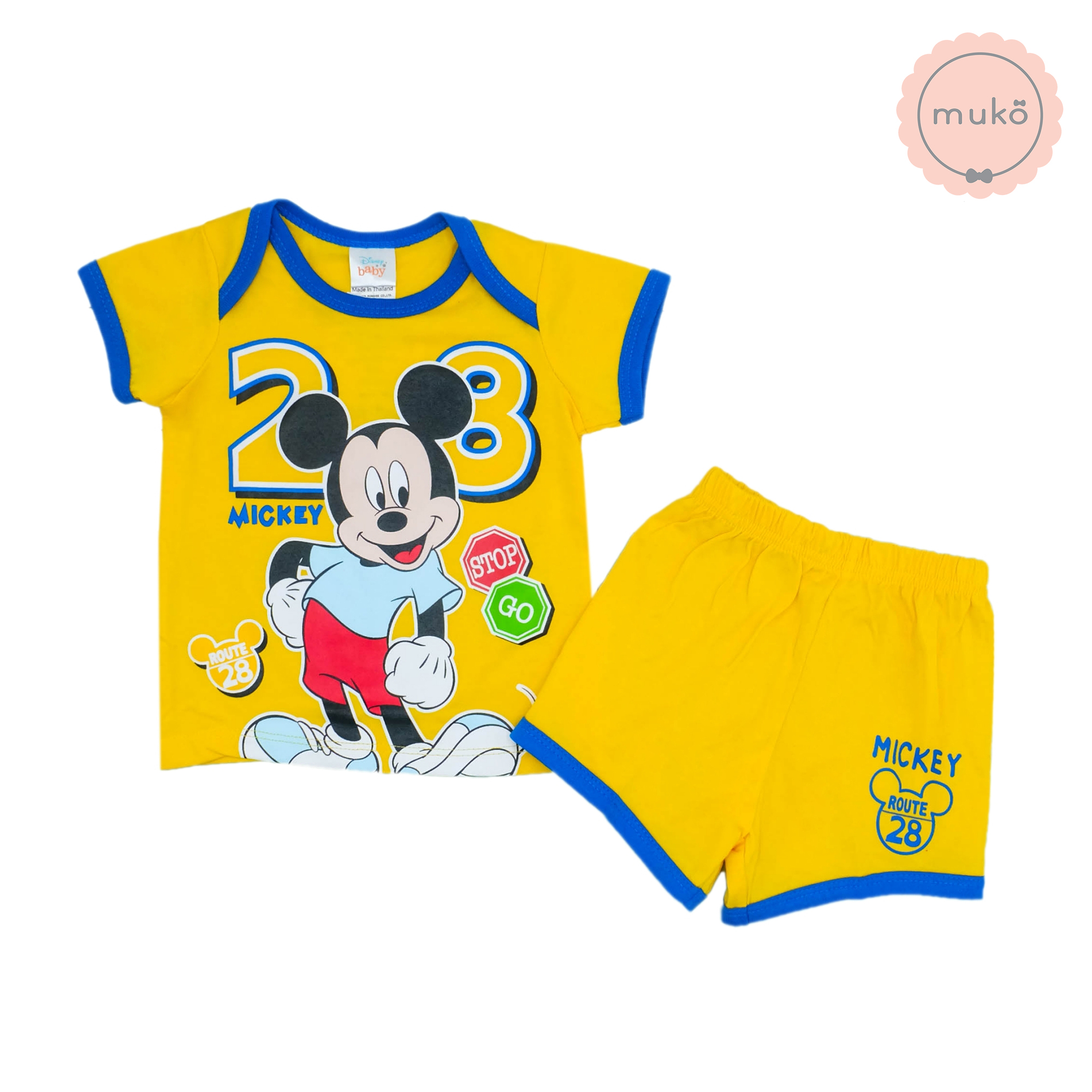 ชุดเบบี้ 3-6 เดือน แขนสั้น-ขาสั้น (S=70) DMK017-10-L-Yellow S ลายมิกกี้ เมาส์ Mickey Mouse