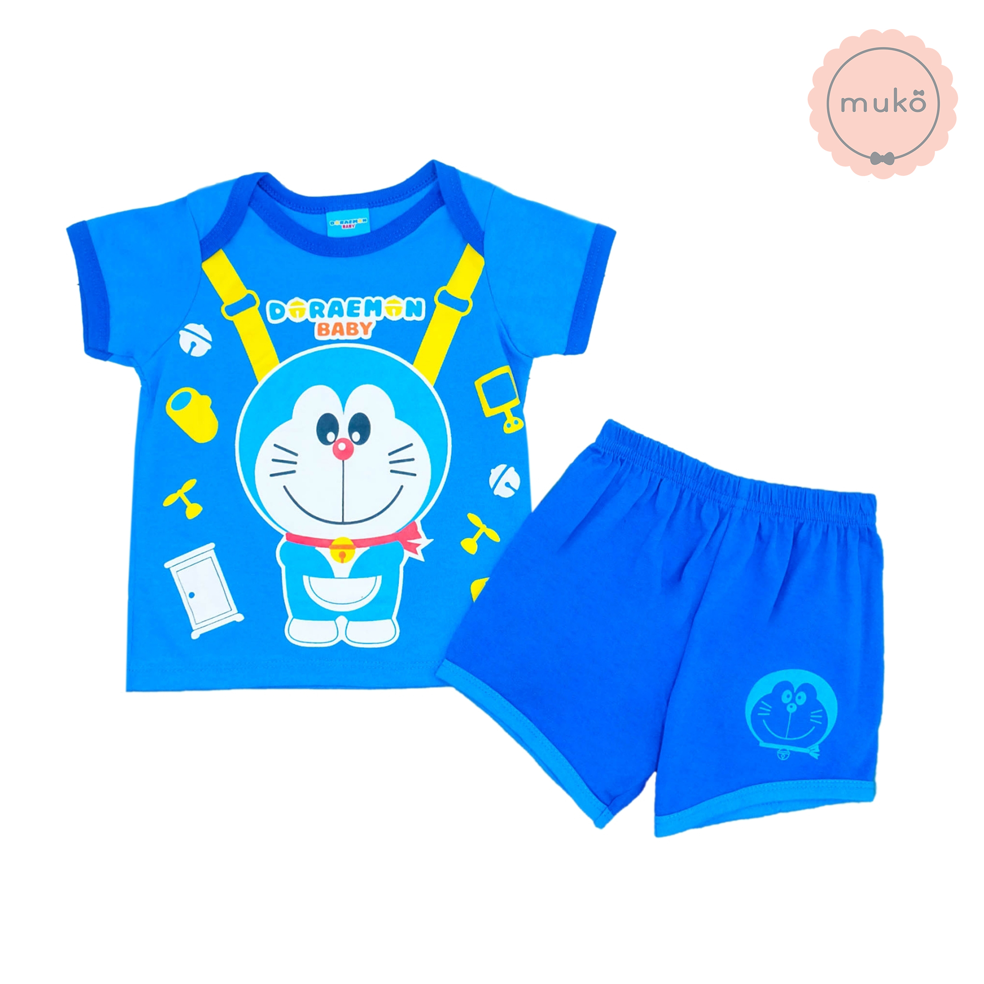 ชุดเบบี้ 3-6 เดือน แขนสั้น-ขาสั้น (S=70) ADC017-185-L-Blue S ลายโดเรม่อน Doraemon