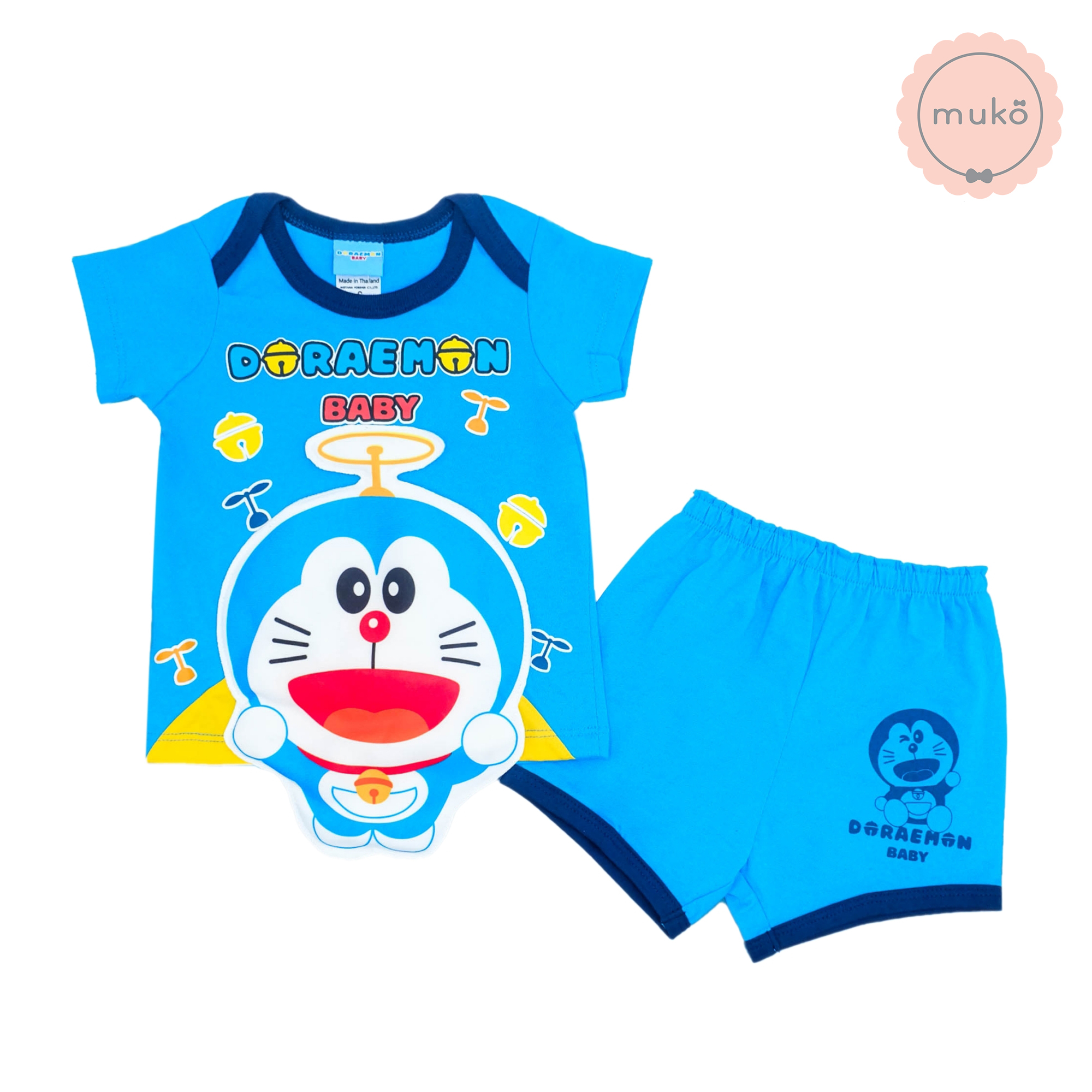 ชุดเบบี้ 3-6 เดือน แขนสั้น-ขาสั้น (S=70) ADC047-40-L-Blue S ลายโดเรม่อน Doraemon