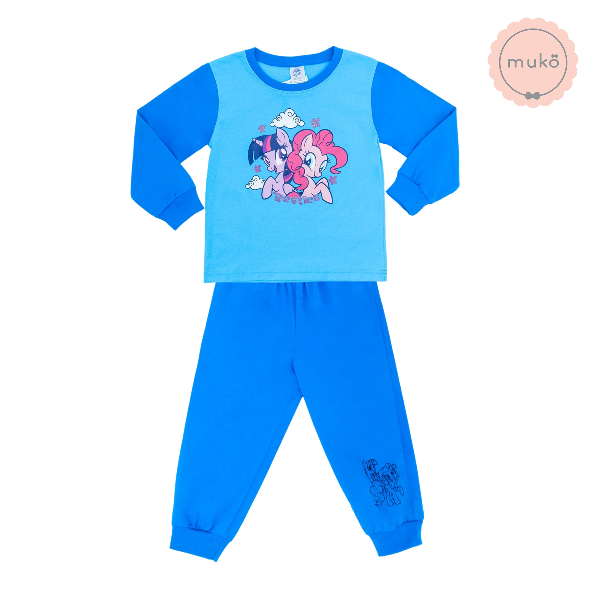 ชุดเด็ก 2-3 ขวบ แขนยาว-ขายาว (Size 3) MLP127-16-3-Blue 3 ลาย โพนี่โพนี่ Pony สีฟ้า(แขนสีฟ้าเข้ม)