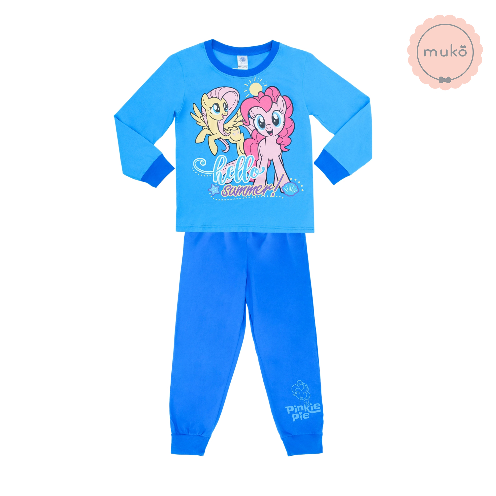 ชุดเด็ก 6-7 ขวบ แขนยาว-ขายาว (Size L) MLP127-17-XL-Blue L ลาย โพนี่โพนี่ Pony สีฟ้า(Hello Summer)