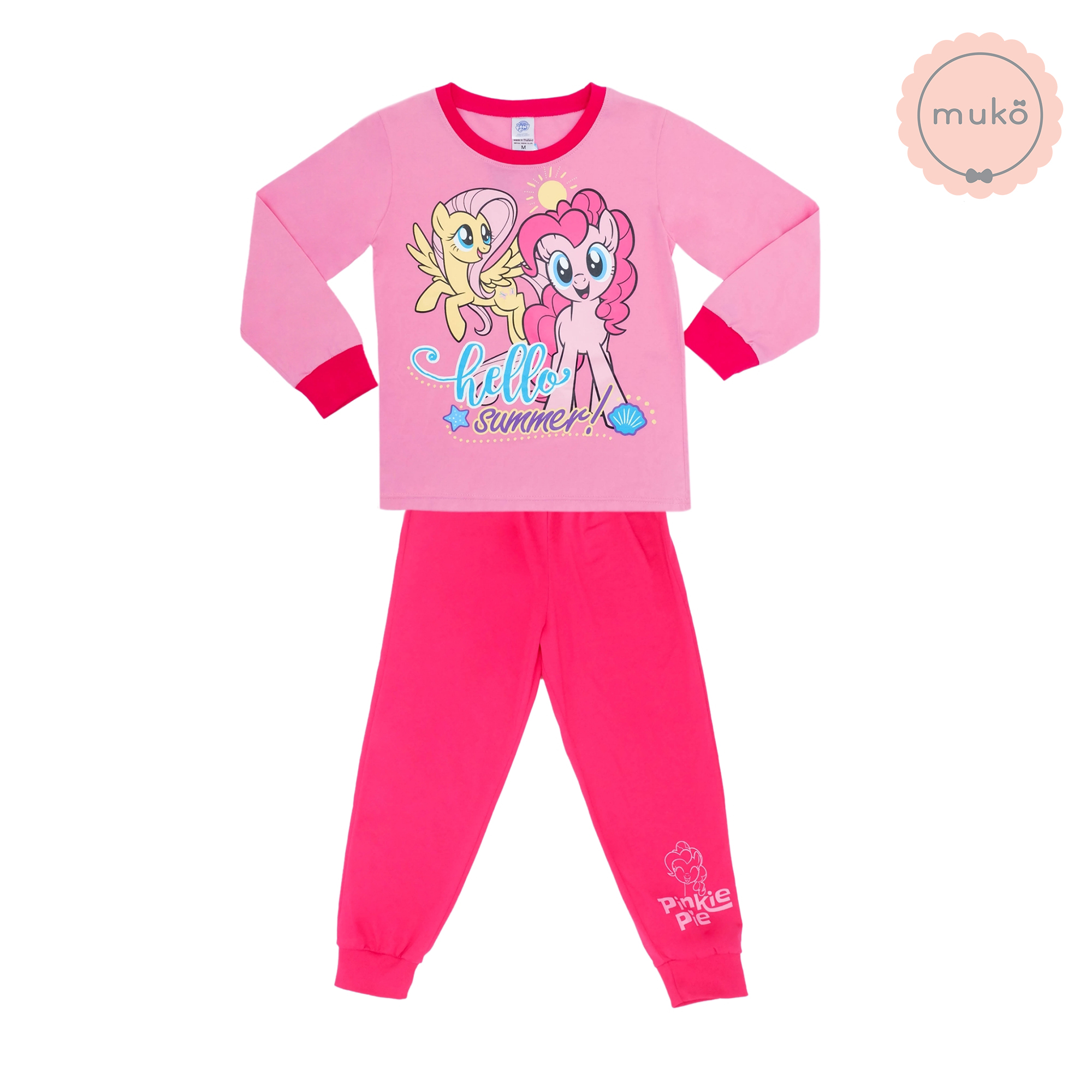 ชุดเด็ก 4-5 ขวบ แขนยาว-ขายาว (Size S) MLP127-17-XL-Pink S ลาย โพนี่โพนี่ Pony สีชมพู(Hello Summer)