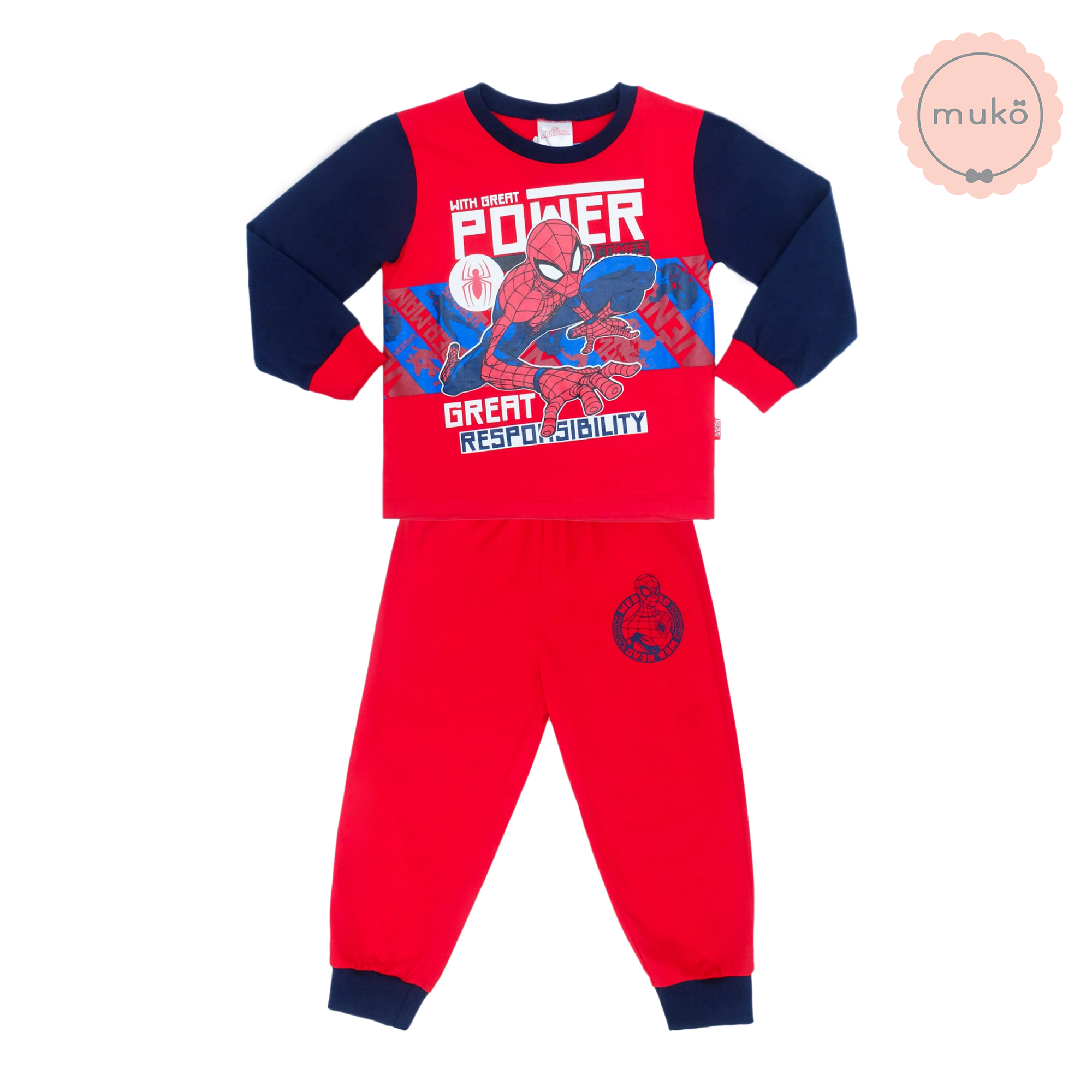 ชุดเด็ก 6 เดือน - 1 ขวบ แขนยาว-ขายาว (Size 1) DMS127-04-3-Red 1 ลาย สไปร์เดอร์แมน Spiderman สีแดง